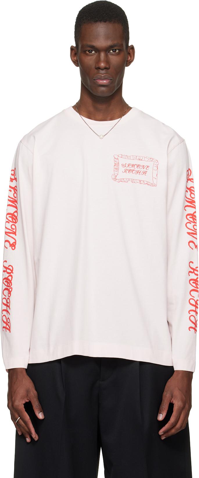 Pink Pillowcase Logo Print Long Sleeve T-shirt by SIMONE ROCHA