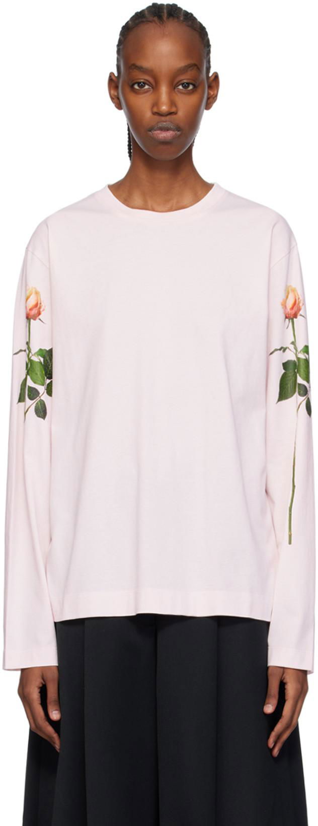 Pink Rose Long Sleeve T-Shirt by SIMONE ROCHA