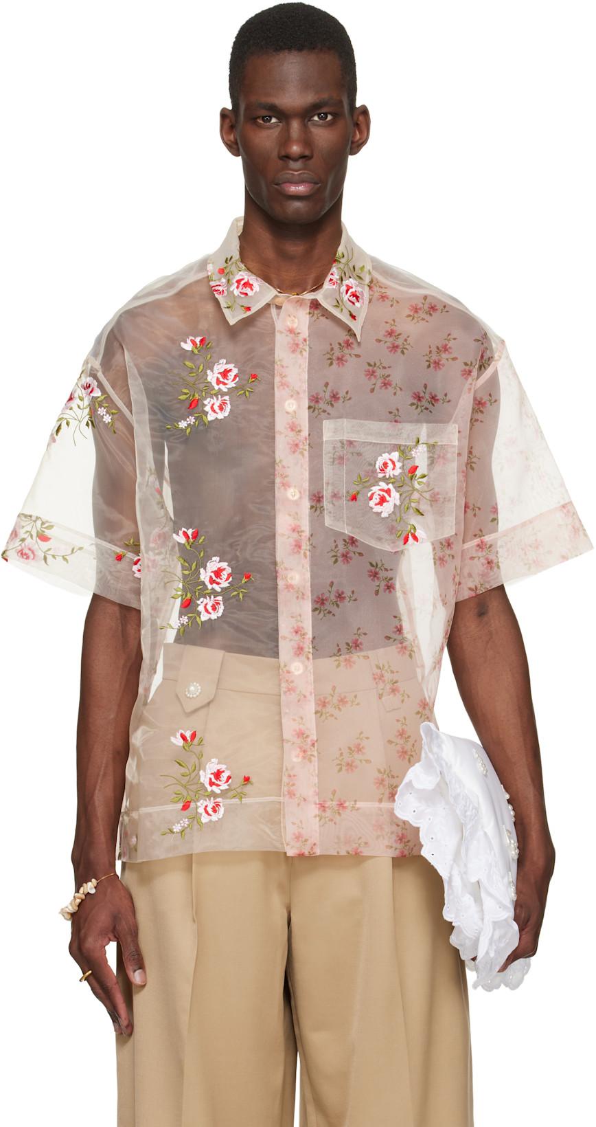 Pink Sheer Patchwork Boxy Shirt by SIMONE ROCHA