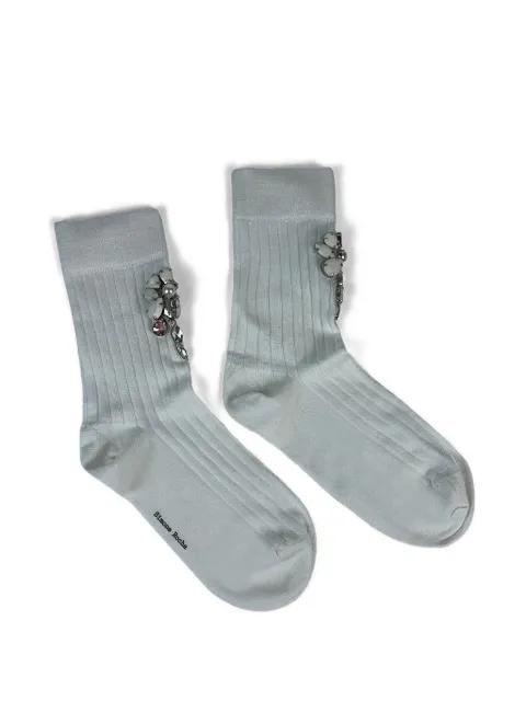 Poppy crystal-embellished ribbed socks by SIMONE ROCHA