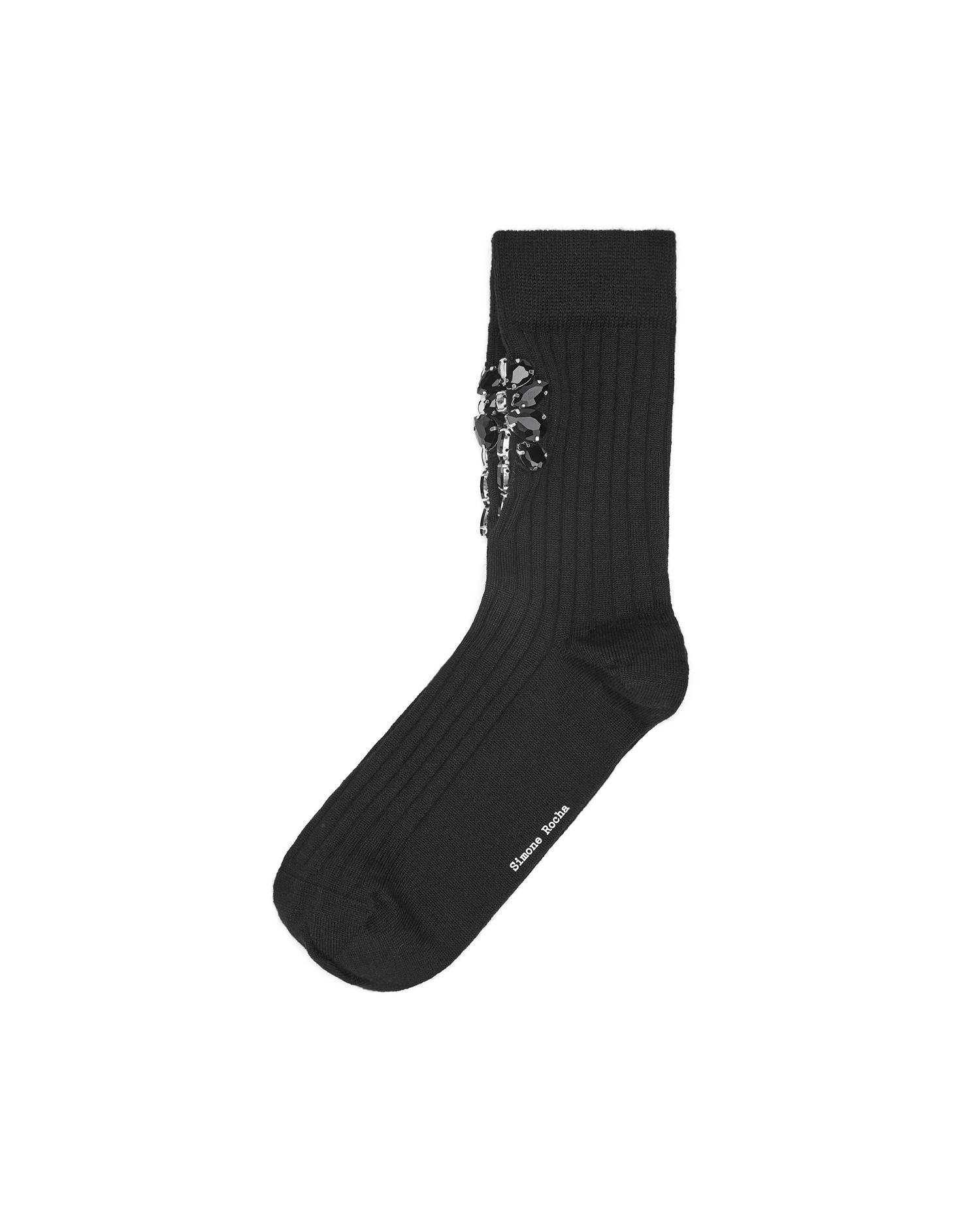 Poppy crystal flower ribbed ankle socks by SIMONE ROCHA