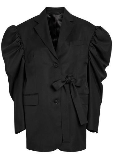 Puff sleeve belted gabardine jacket by SIMONE ROCHA