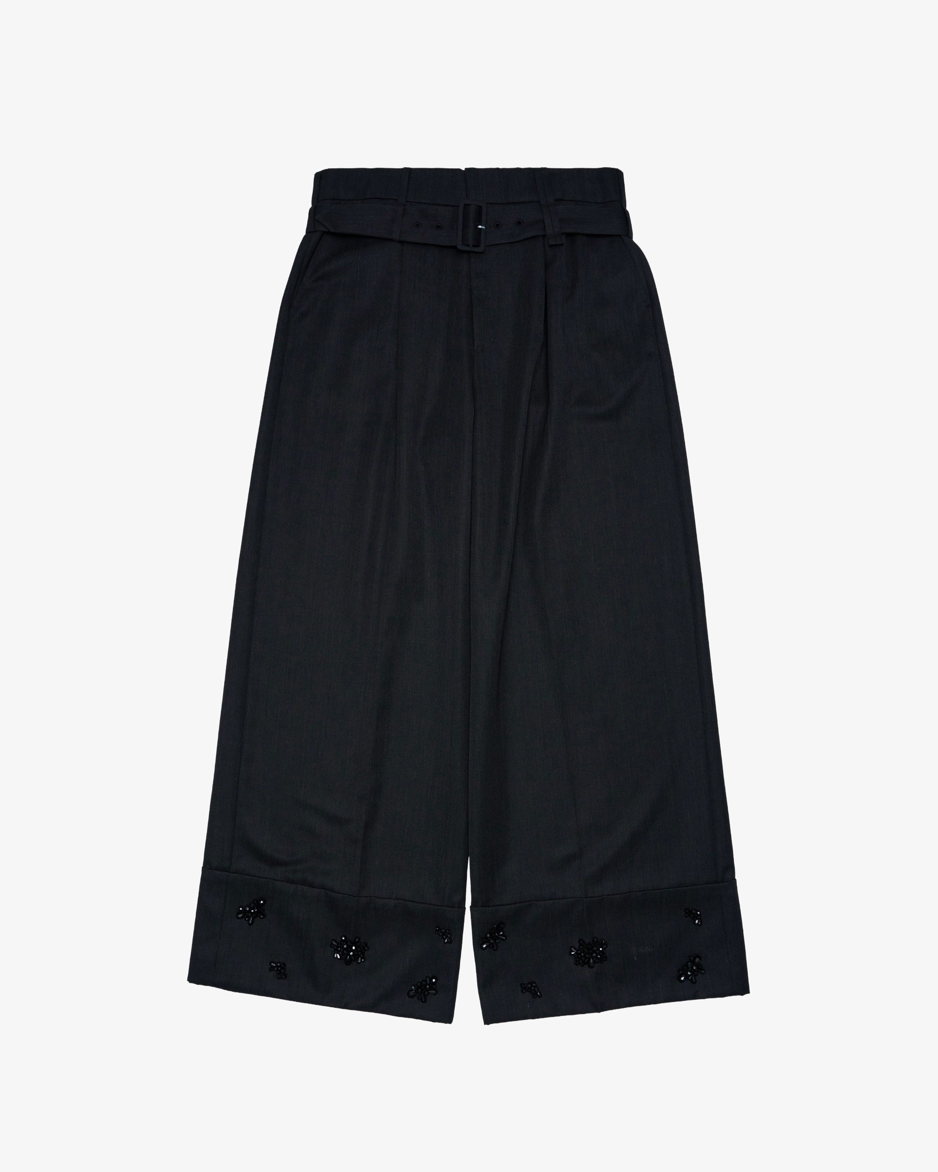 SIMONE ROCHA  - Men's Cropped Wide Leg Multi Belt Loop Trousers - (Charcoal) by SIMONE ROCHA