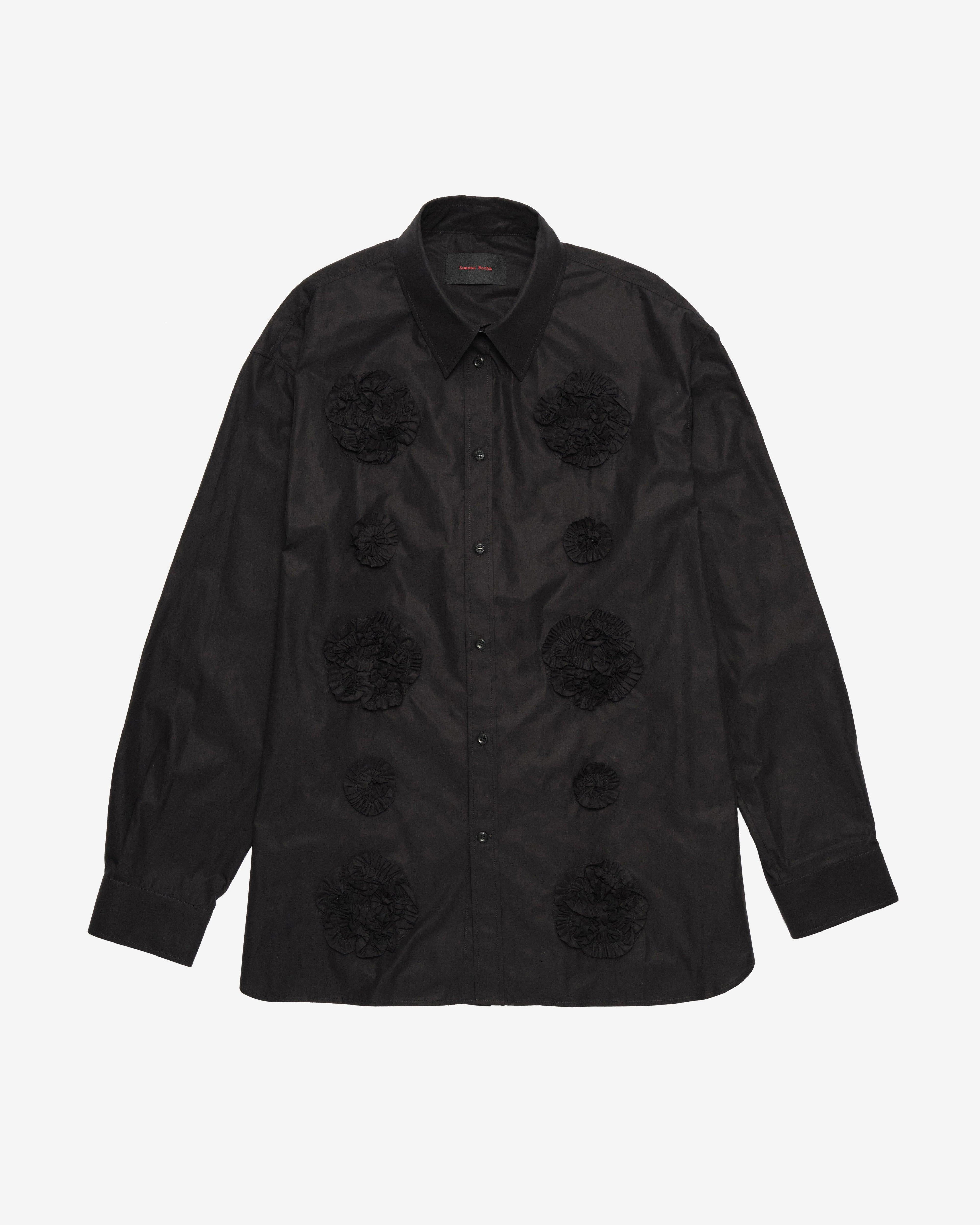 SIMONE ROCHA - Men's Frill Flower Easy Shirt - (Black) by SIMONE ROCHA