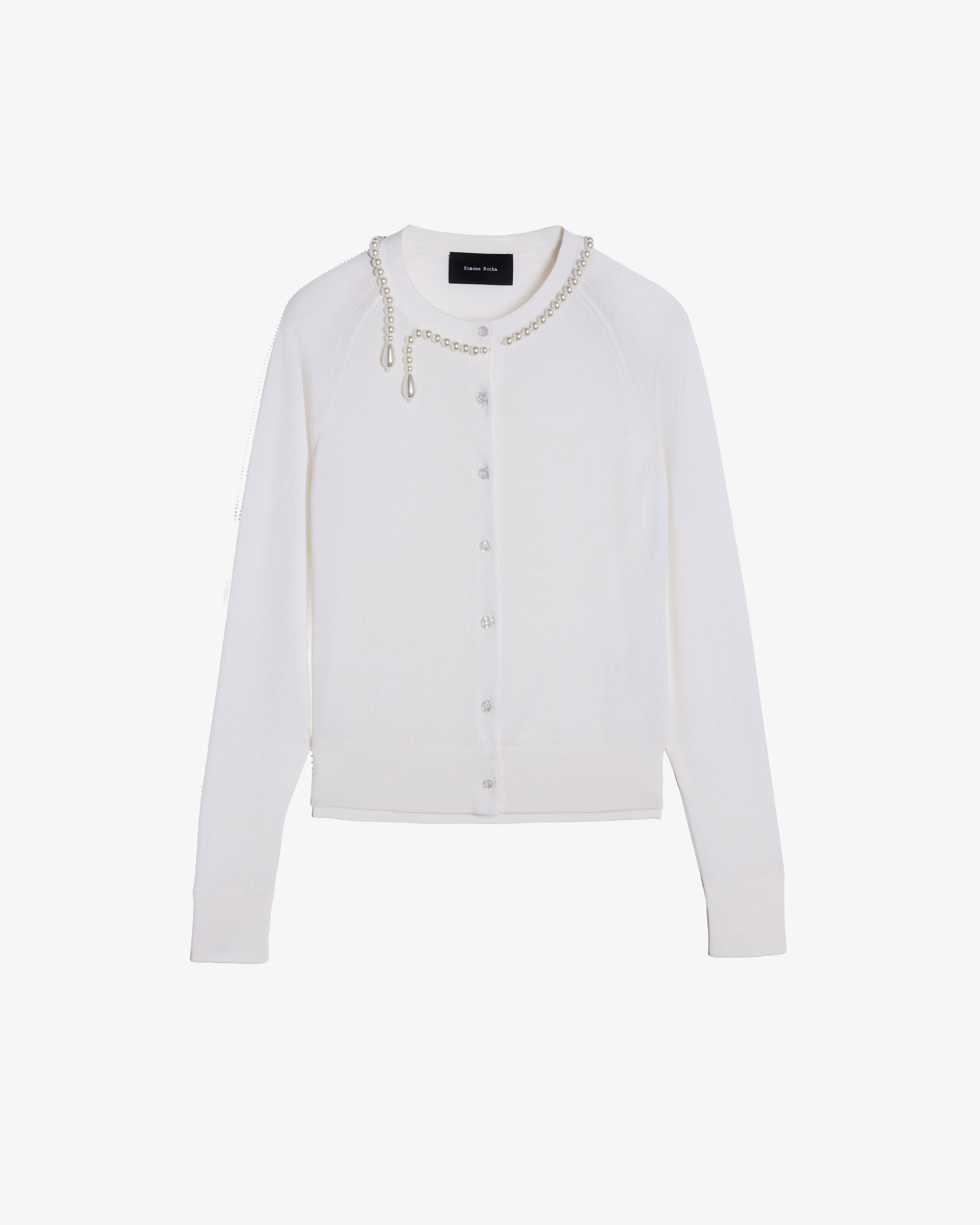 SIMONE ROCHA - Women's Classic Merino Silk Cardigan - (Off-White) by SIMONE ROCHA