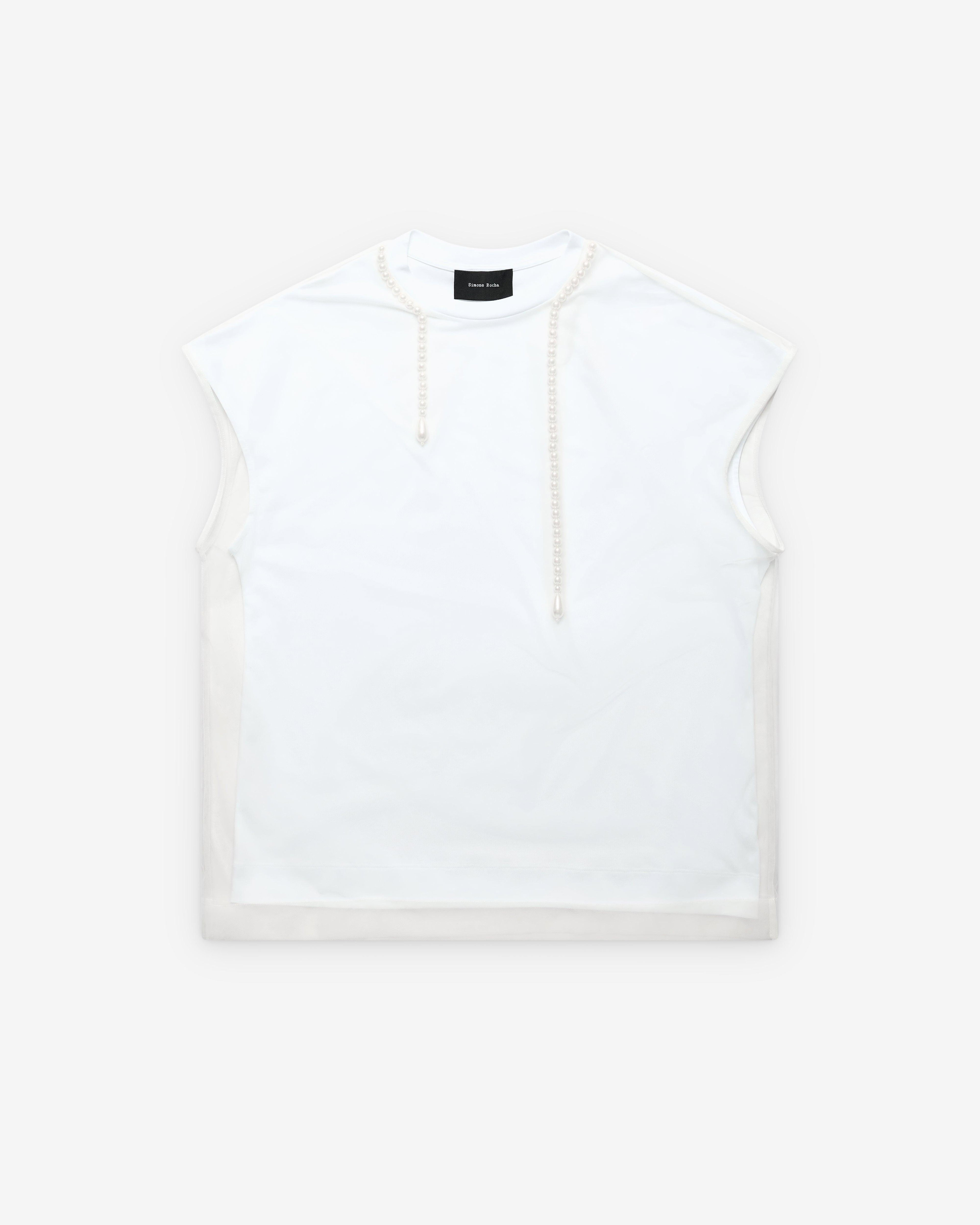 SIMONE ROCHA - Women's Layered Liquid Smock T-Shirt - (White) by SIMONE ROCHA