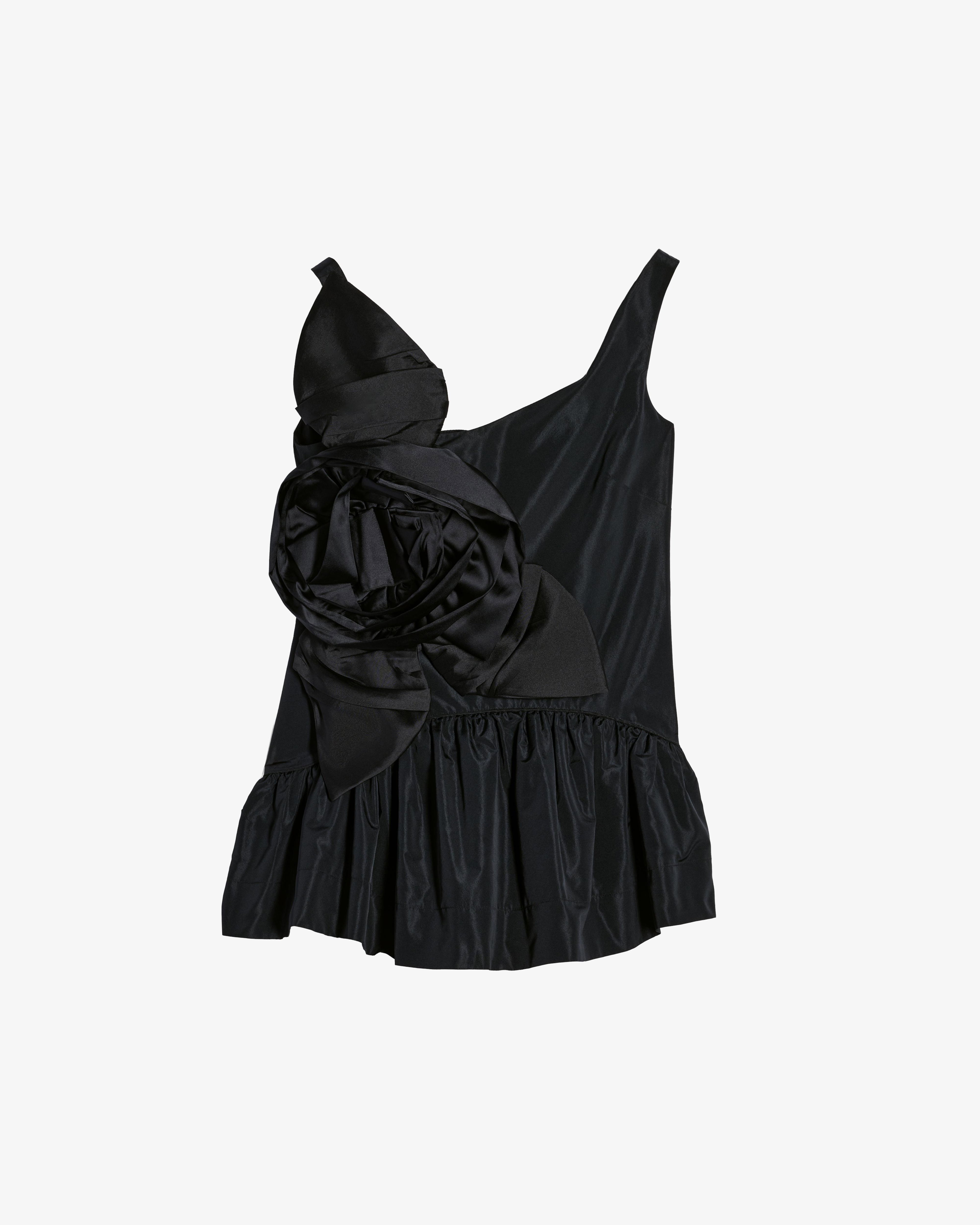 SIMONE ROCHA - Women's Pressed Rosette Tilted Neck Peplum Top - (Black) by SIMONE ROCHA