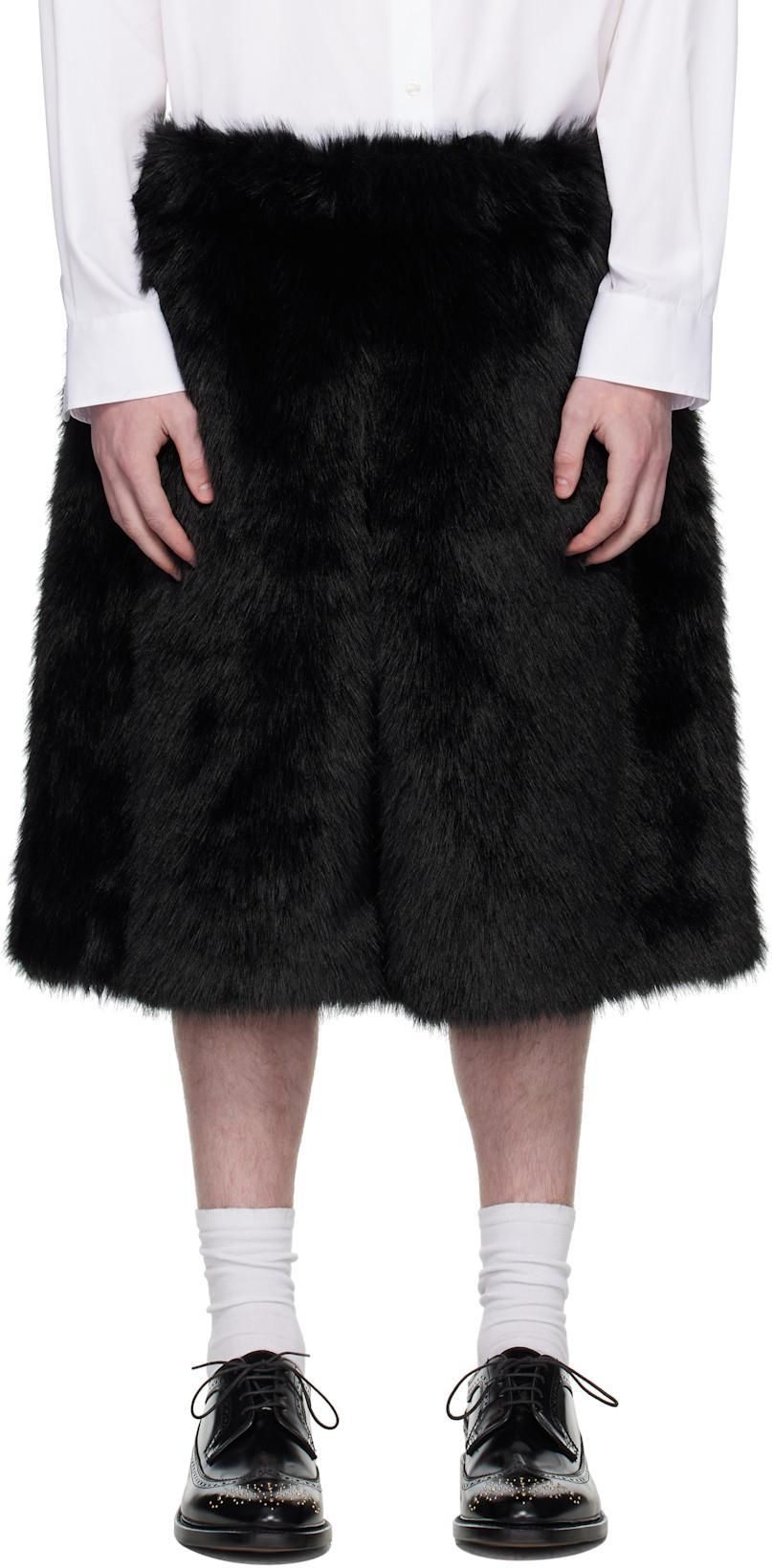 SSENSE Exclusive Black Faux-Fur Shorts by SIMONE ROCHA