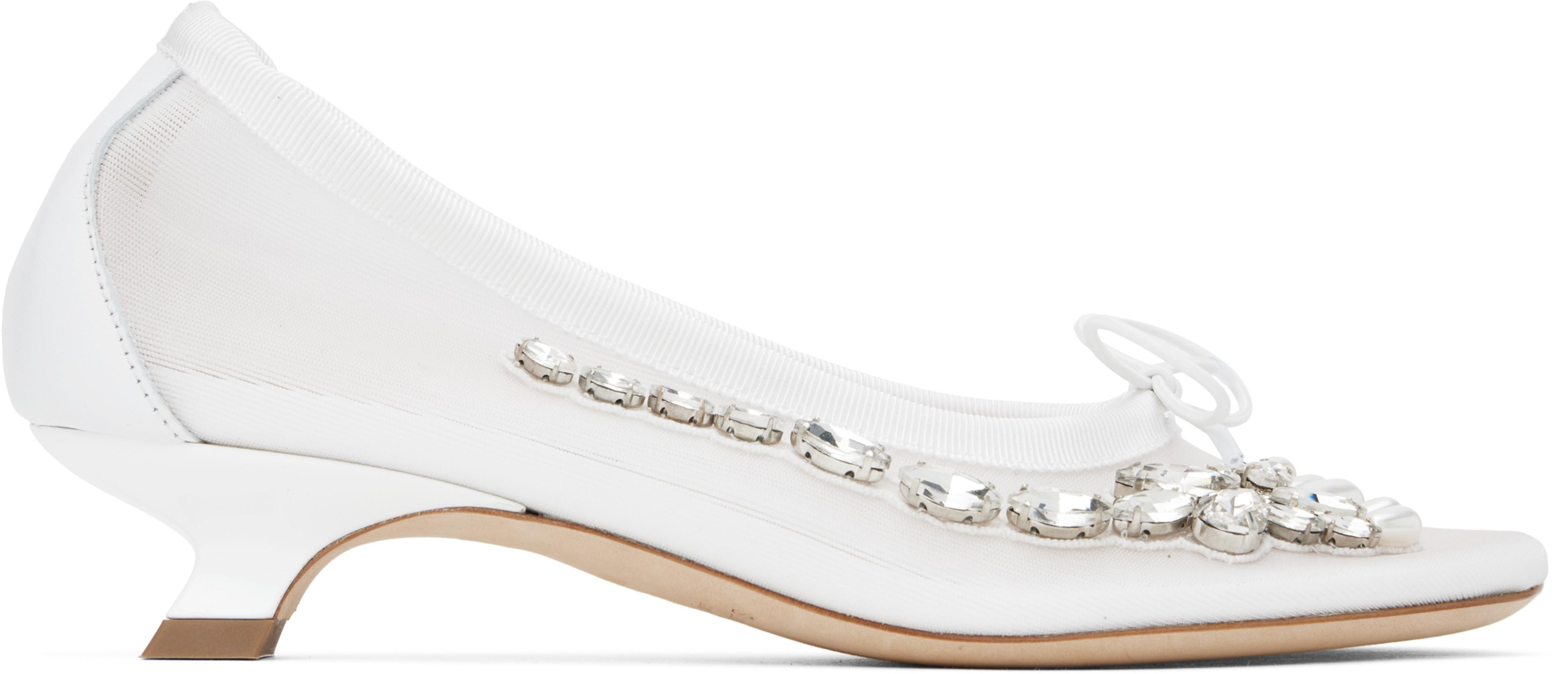 SSENSE Exclusive Bridal Capsule Embellished Flower Ballerina Heels by SIMONE ROCHA