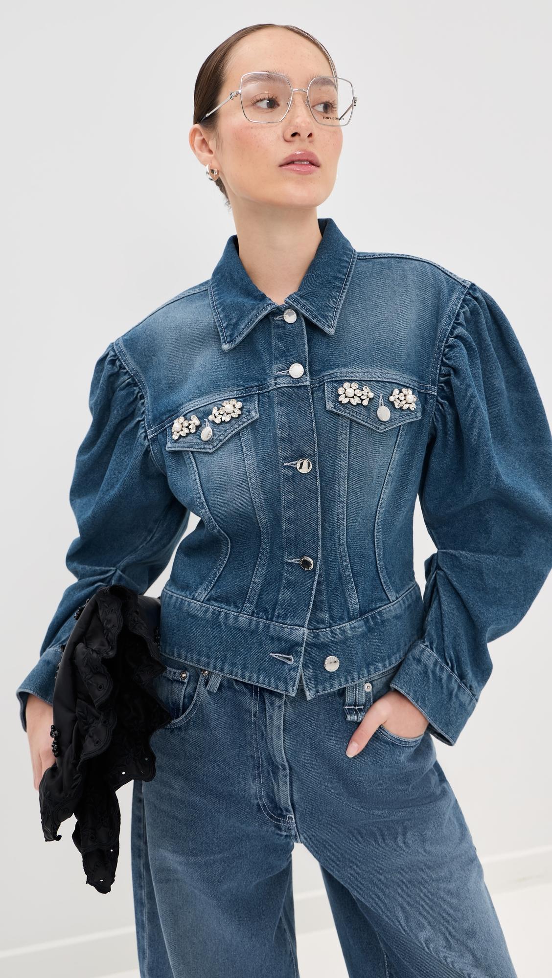Sculpted Draped Sleeve Denim Jacket by SIMONE ROCHA