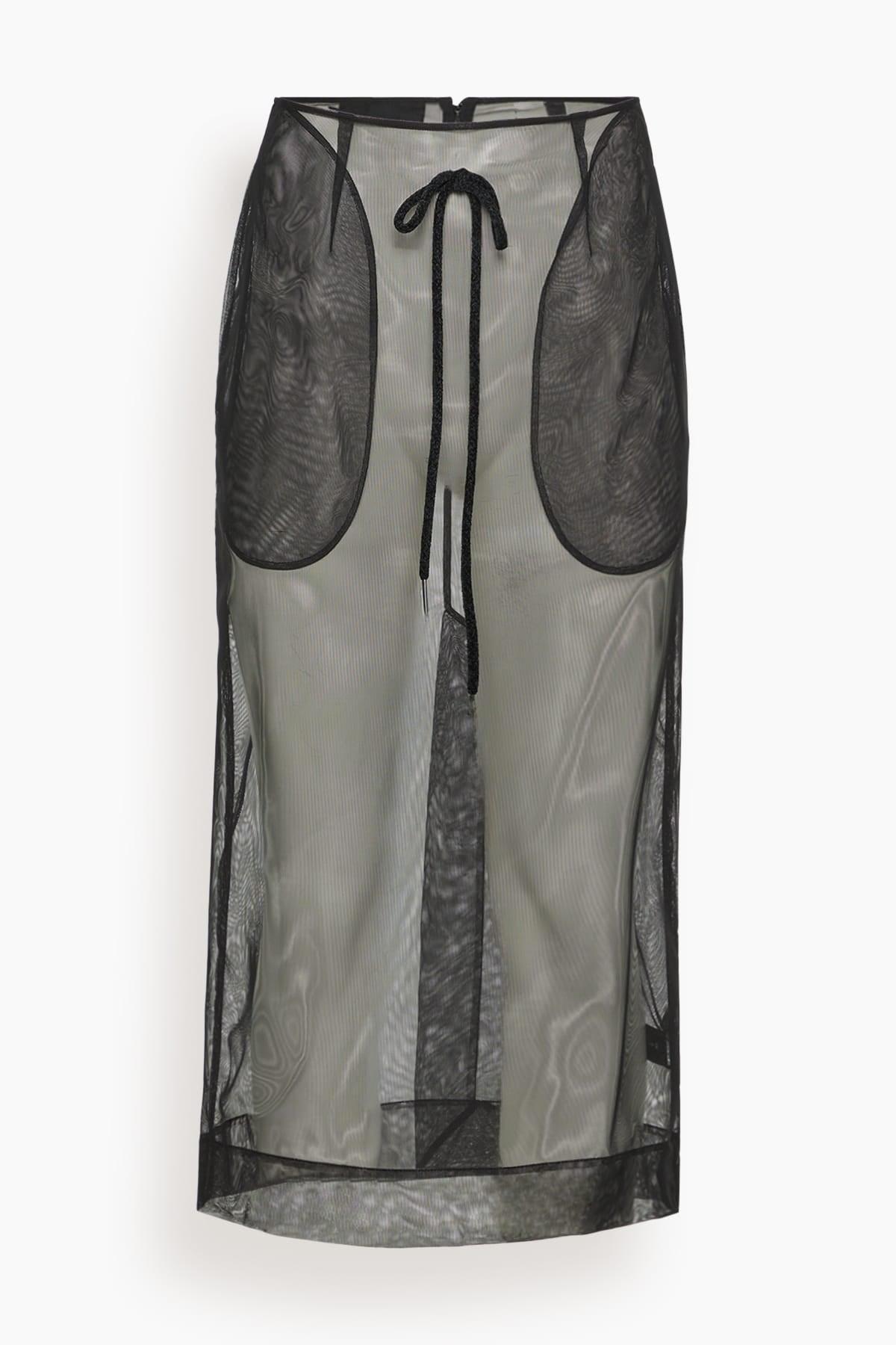 Sheer Frayed Column Pencil Skirt in Black by SIMONE ROCHA