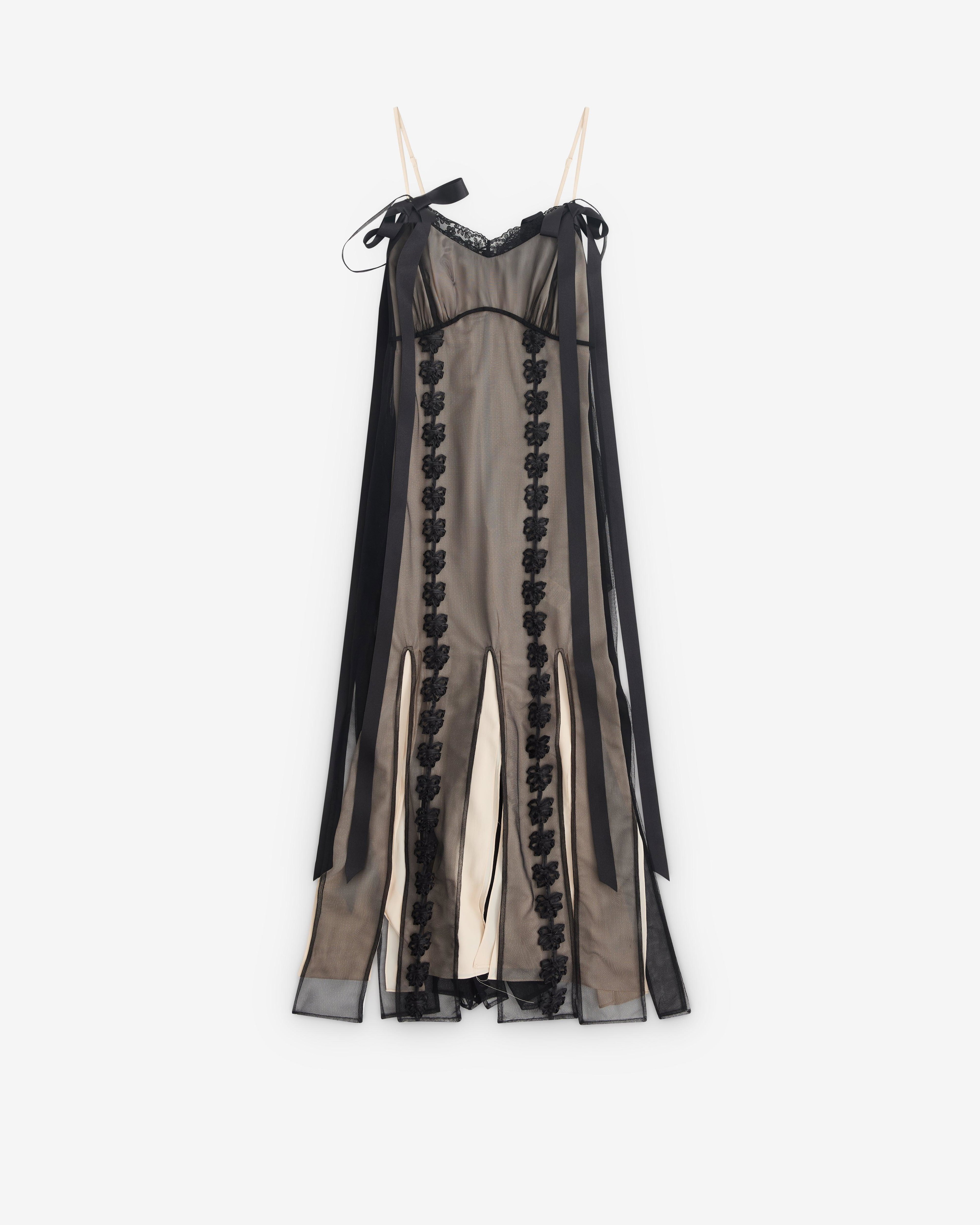 Simone Rocha - Layered Ribbon Daisy Chain Dress - (Black/Nude) by SIMONE ROCHA