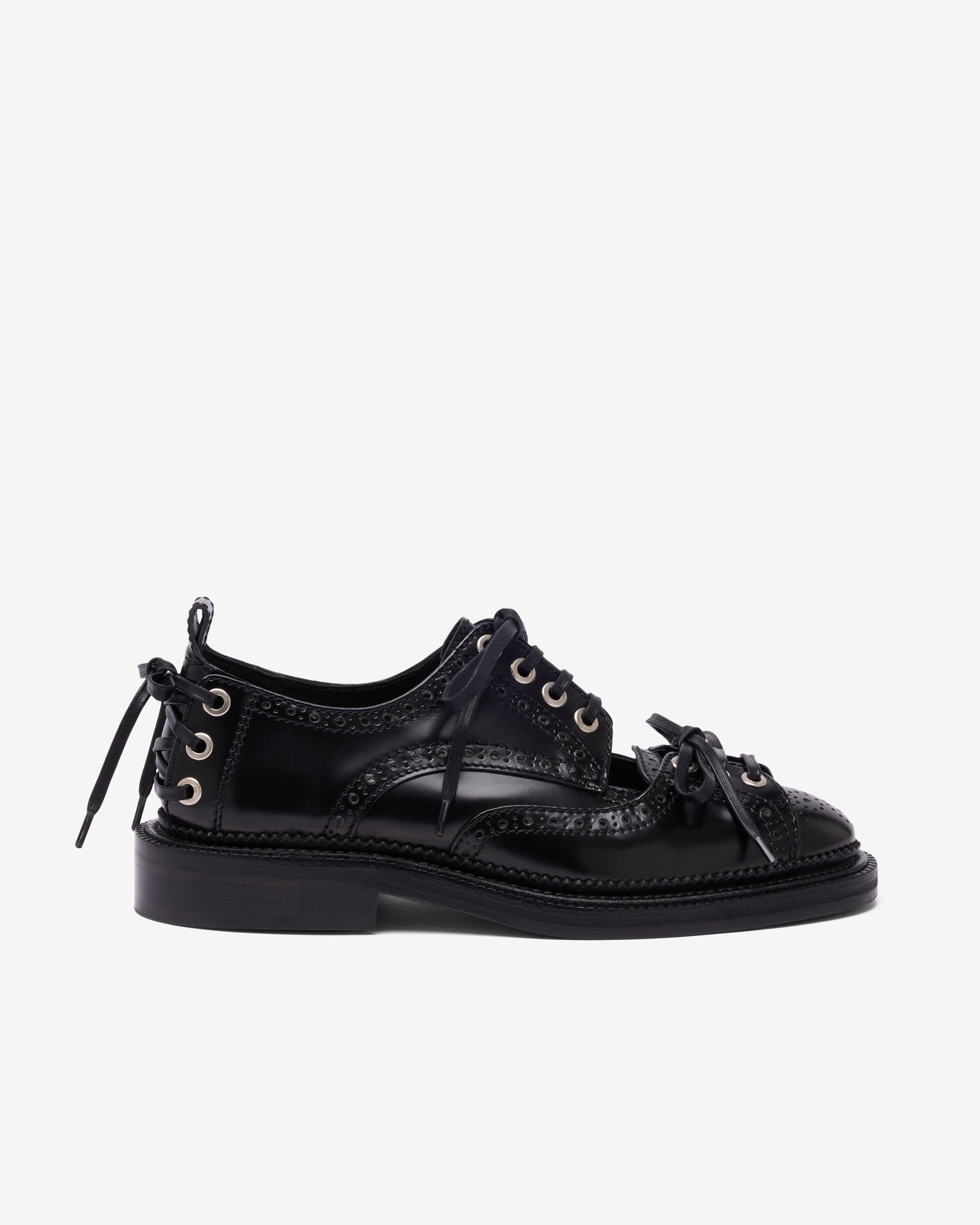 Simone Rocha - Men's Cut Out Multi Lace Tie Brogue - (Black/Red) by SIMONE ROCHA Simone Rocha - Men's Cut Out Multi Lace Tie Brogue - (Black/Red) by SIMONE ROCHA