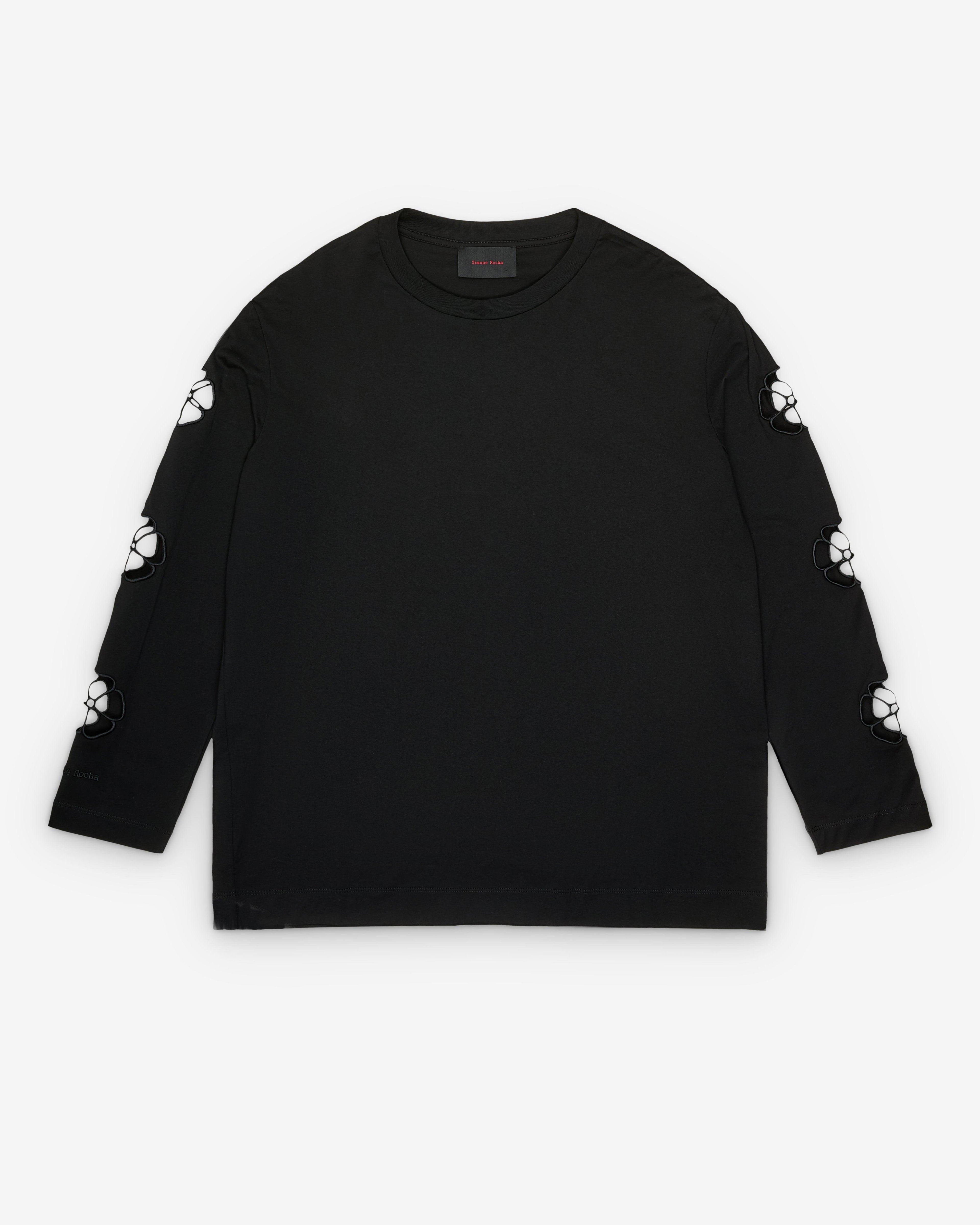 Simone Rocha - Men's Daisy Cutout Long Sleeve T-Shirt - (Black) by SIMONE ROCHA