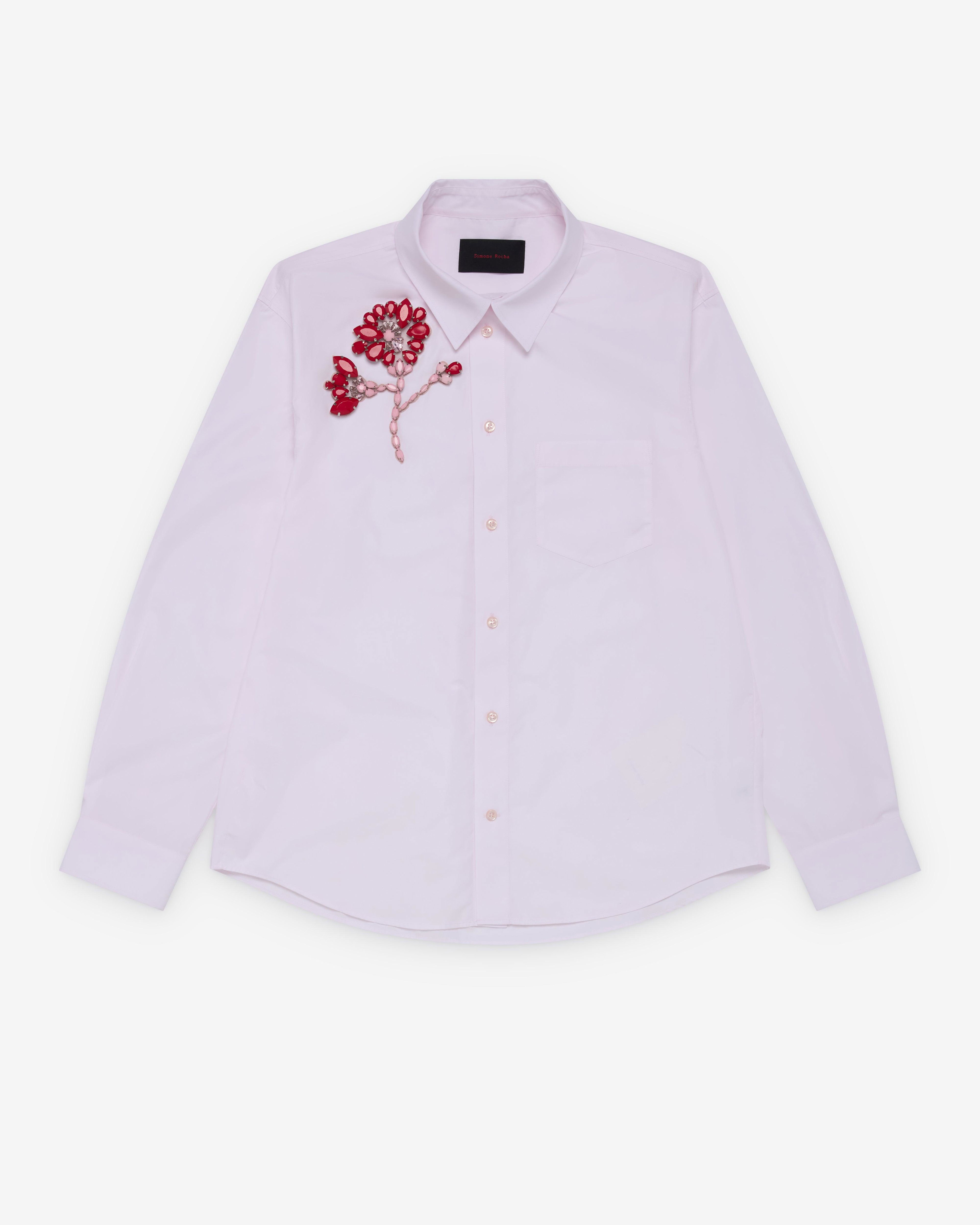 Simone Rocha - Men's Embellished Classic Shirt - (Pink/Red) by SIMONE ROCHA