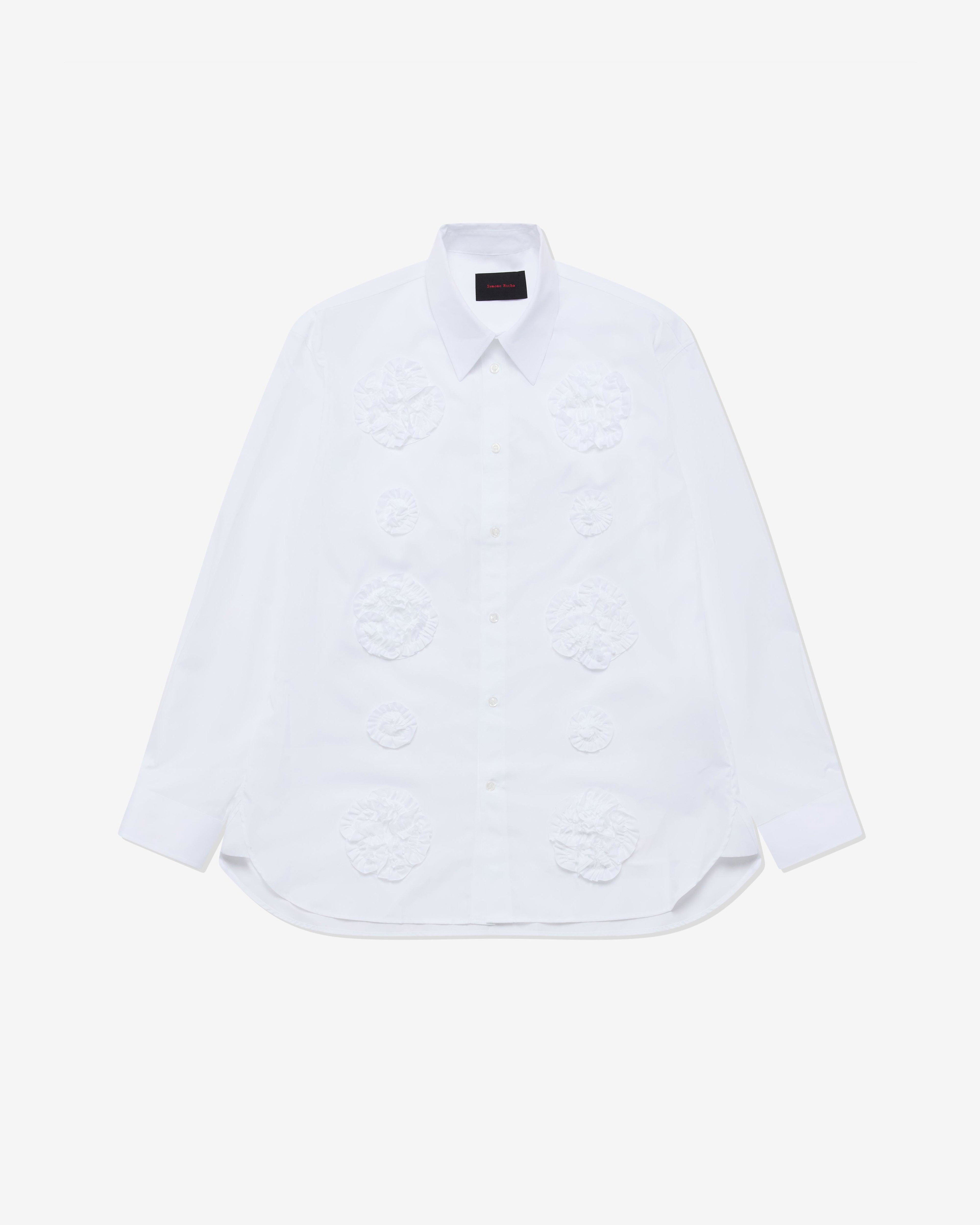 Simone Rocha - Men's Frill Flower Easy Shirt - (White) by SIMONE ROCHA