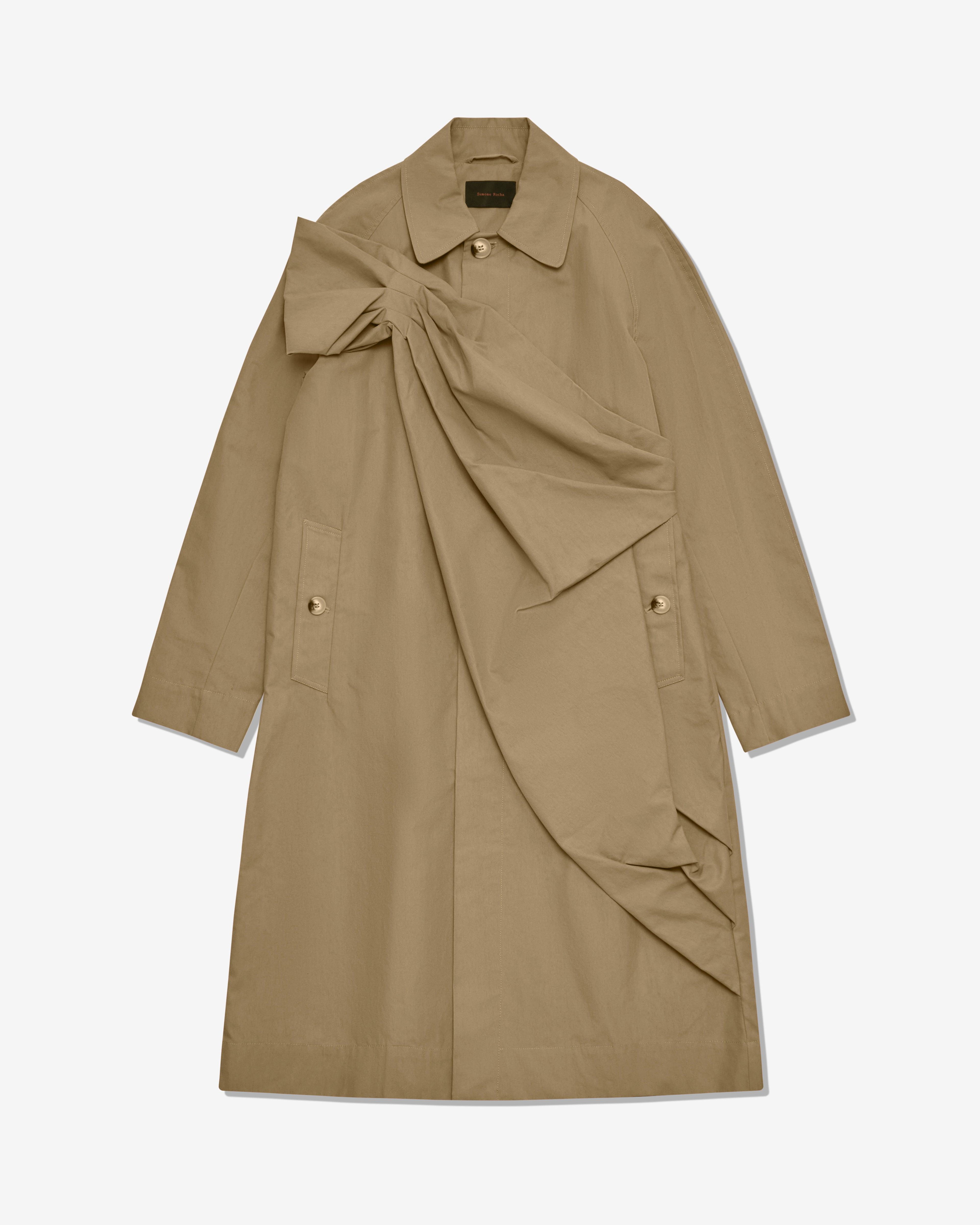 Simone Rocha - Men's Gathered Flower Sash Trench - (Khaki) by SIMONE ROCHA