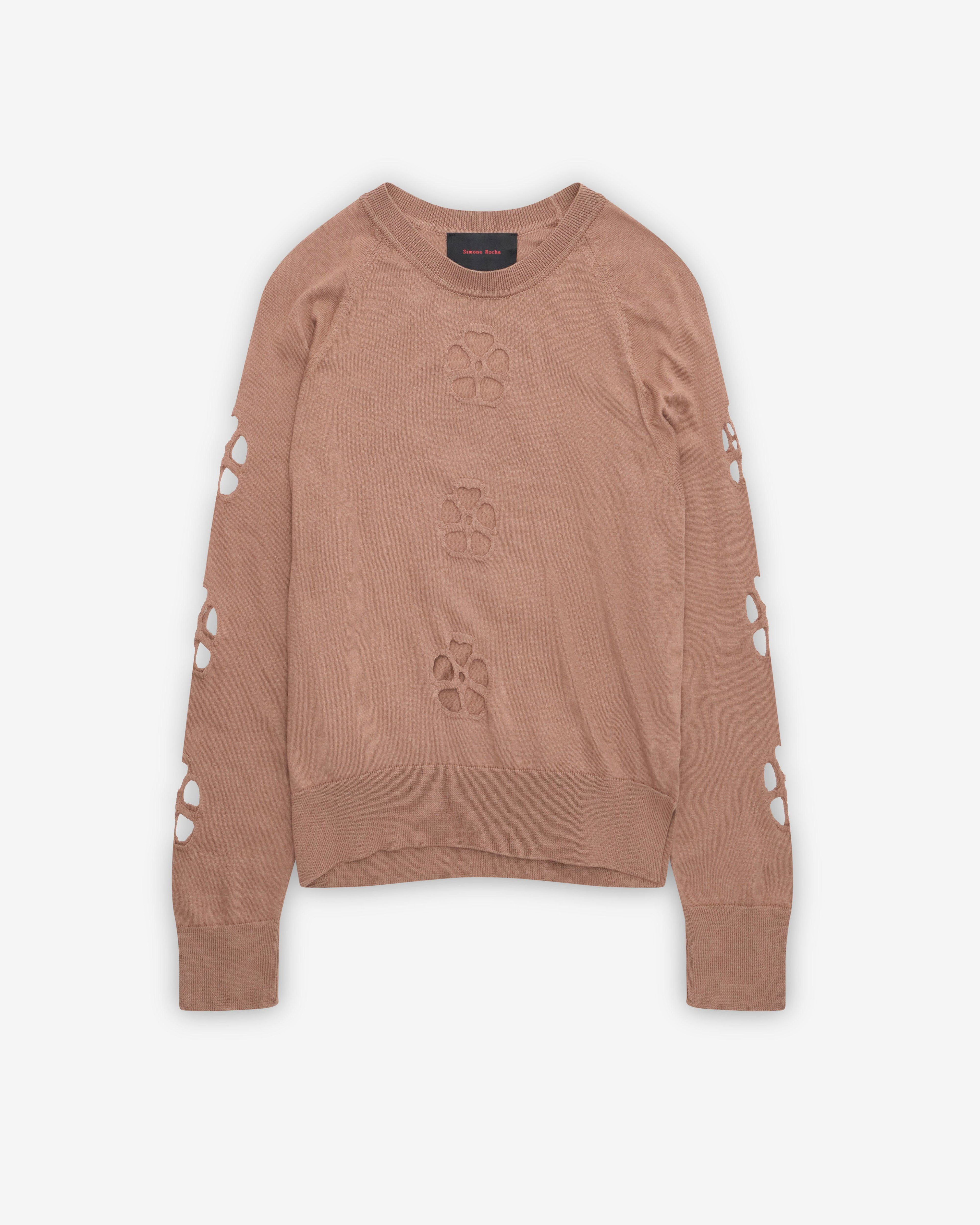 Simone Rocha - Men's Mercerized Daisy Cutout Sweater - (Tobacco) by SIMONE ROCHA