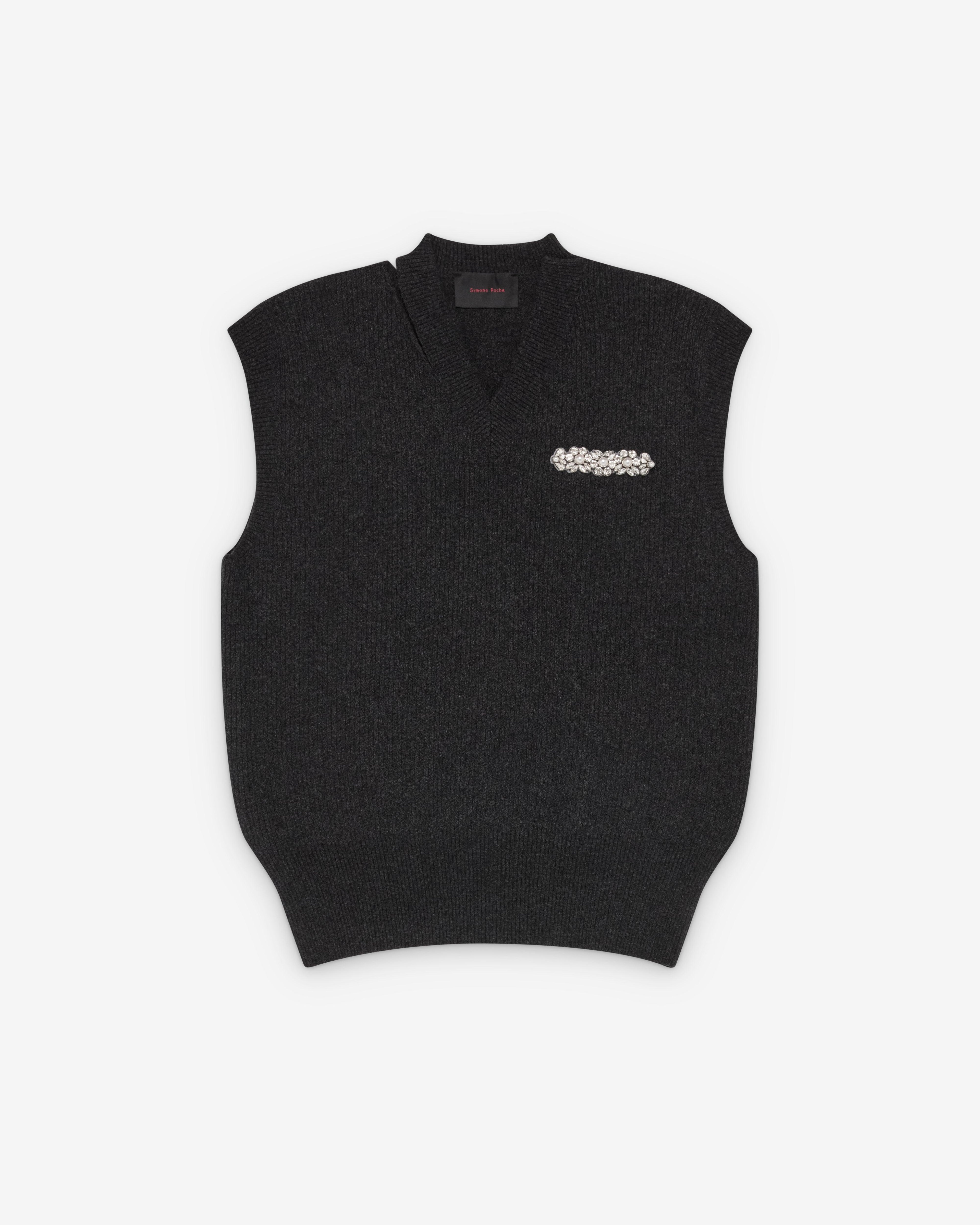 Simone Rocha - Men's Merino Seam Bite Vest - (Charcoal) by SIMONE ROCHA