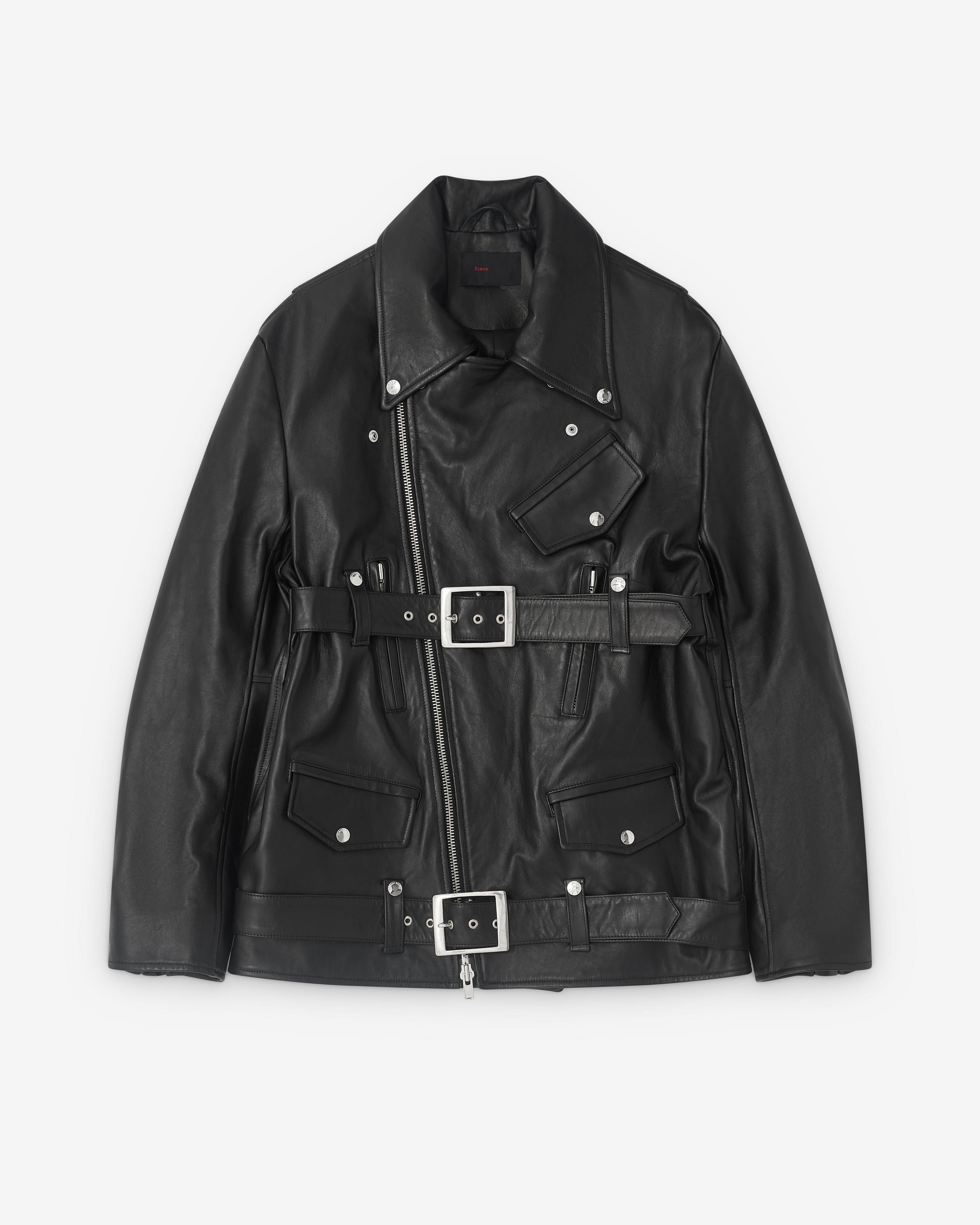 Simone Rocha - Men’s Multi Belt Biker Jacket - (Black) by SIMONE ROCHA