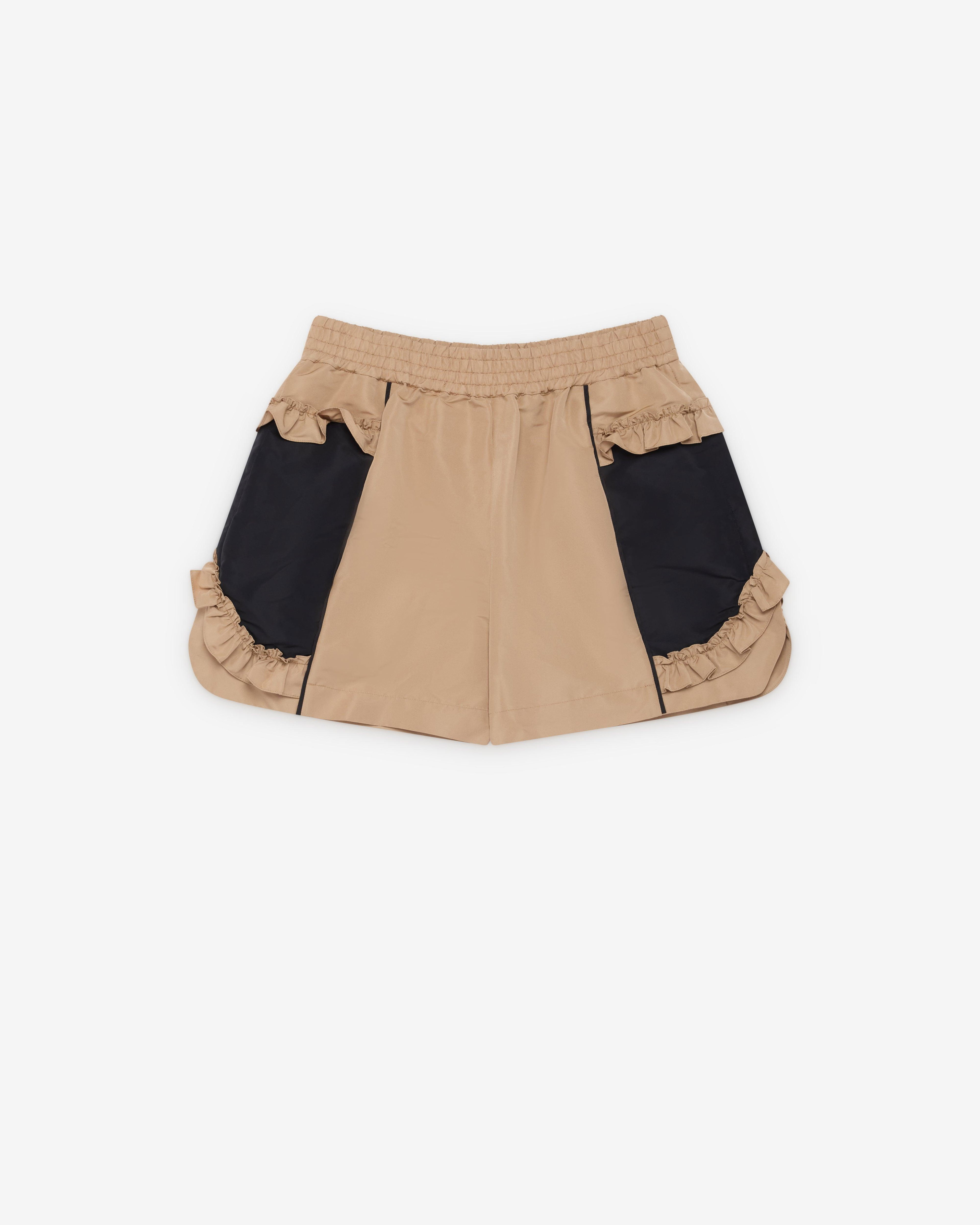 Simone Rocha - Men's Ruffle Frill Track Shorts - (Toffee) by SIMONE ROCHA