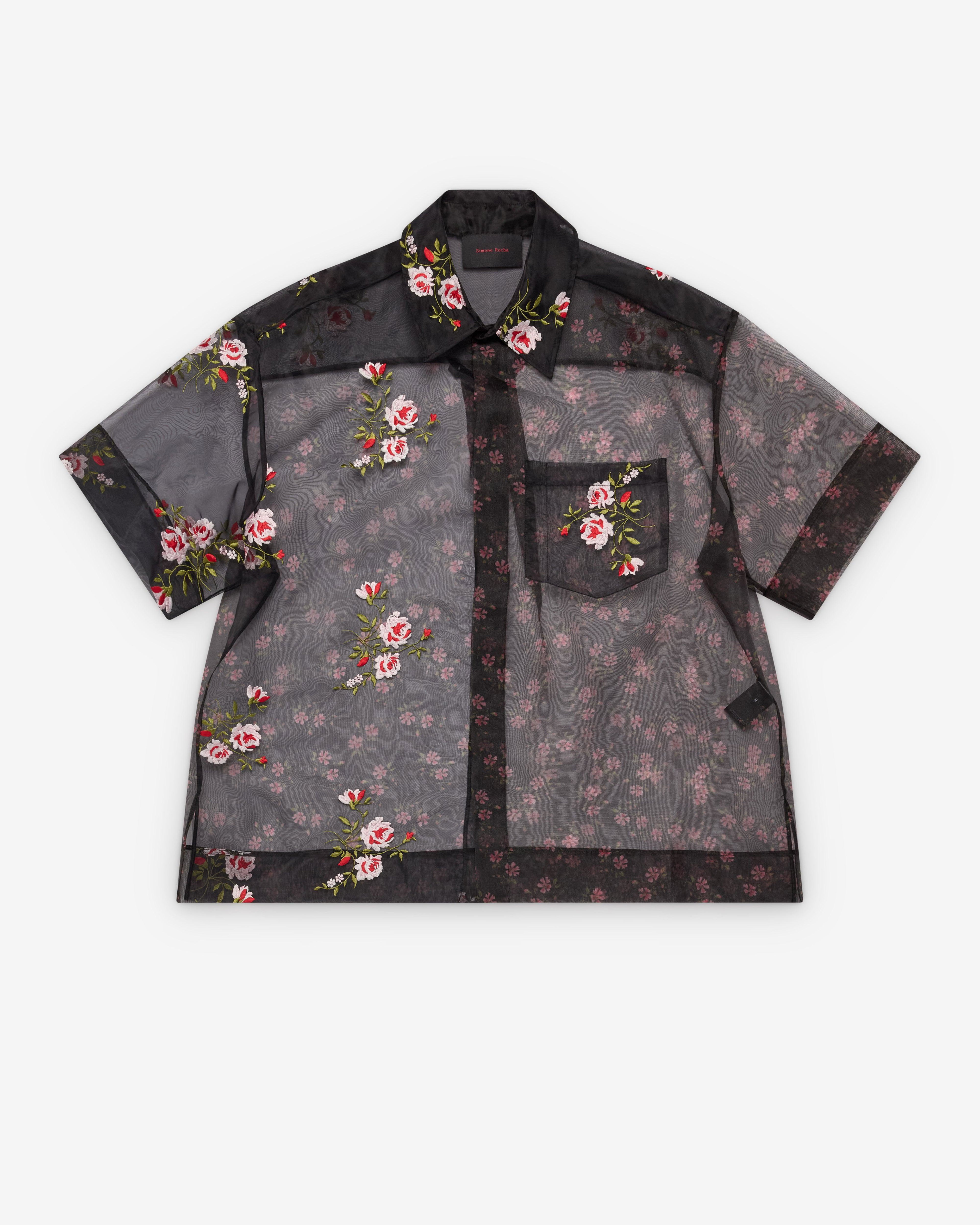Simone Rocha - Men's Sheer Patchwork Boxy Shirt - (Black) by SIMONE ROCHA