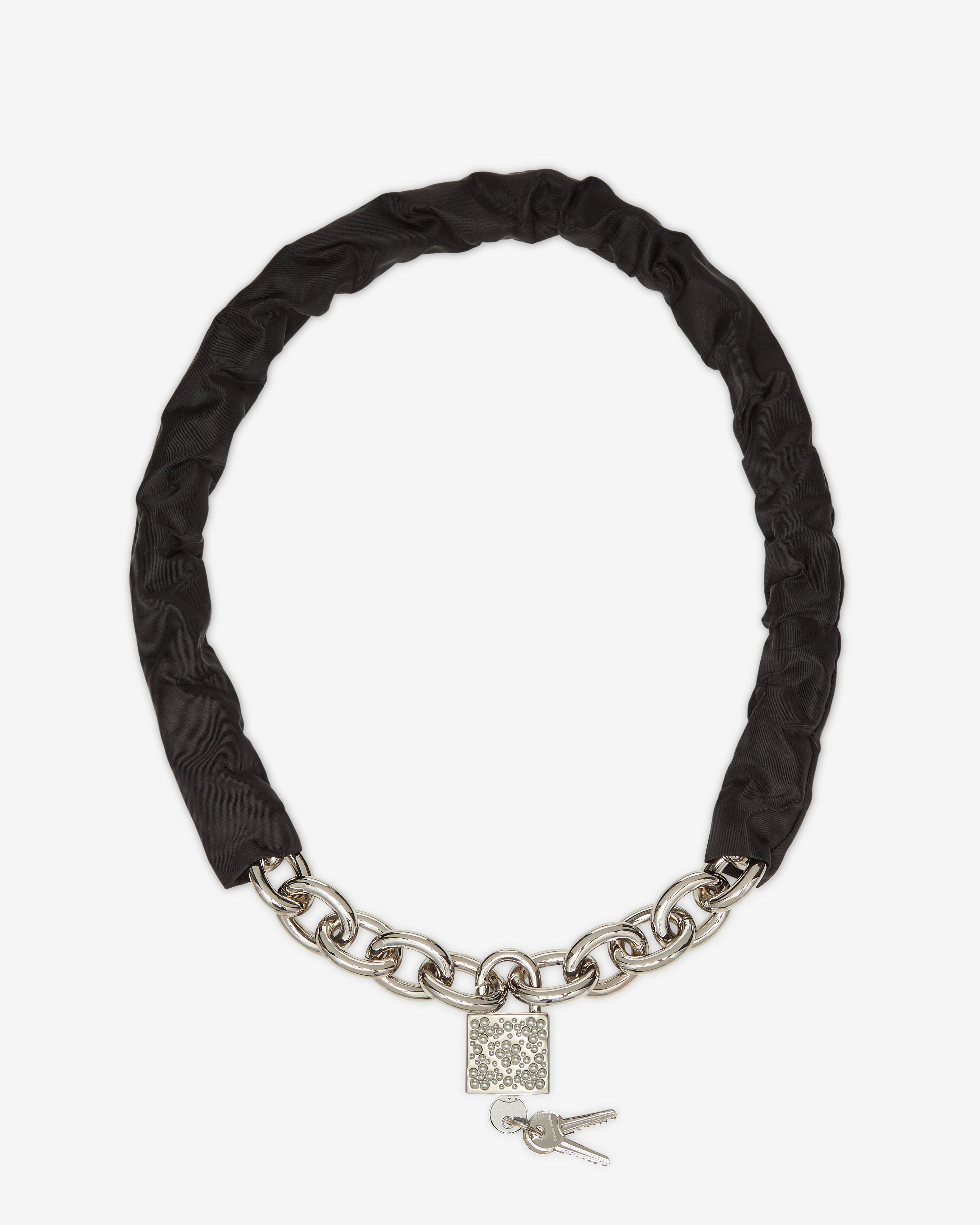 Simone Rocha - Men's Sleeve Chain Padlock Belt - (Black/Pearl) by SIMONE ROCHA