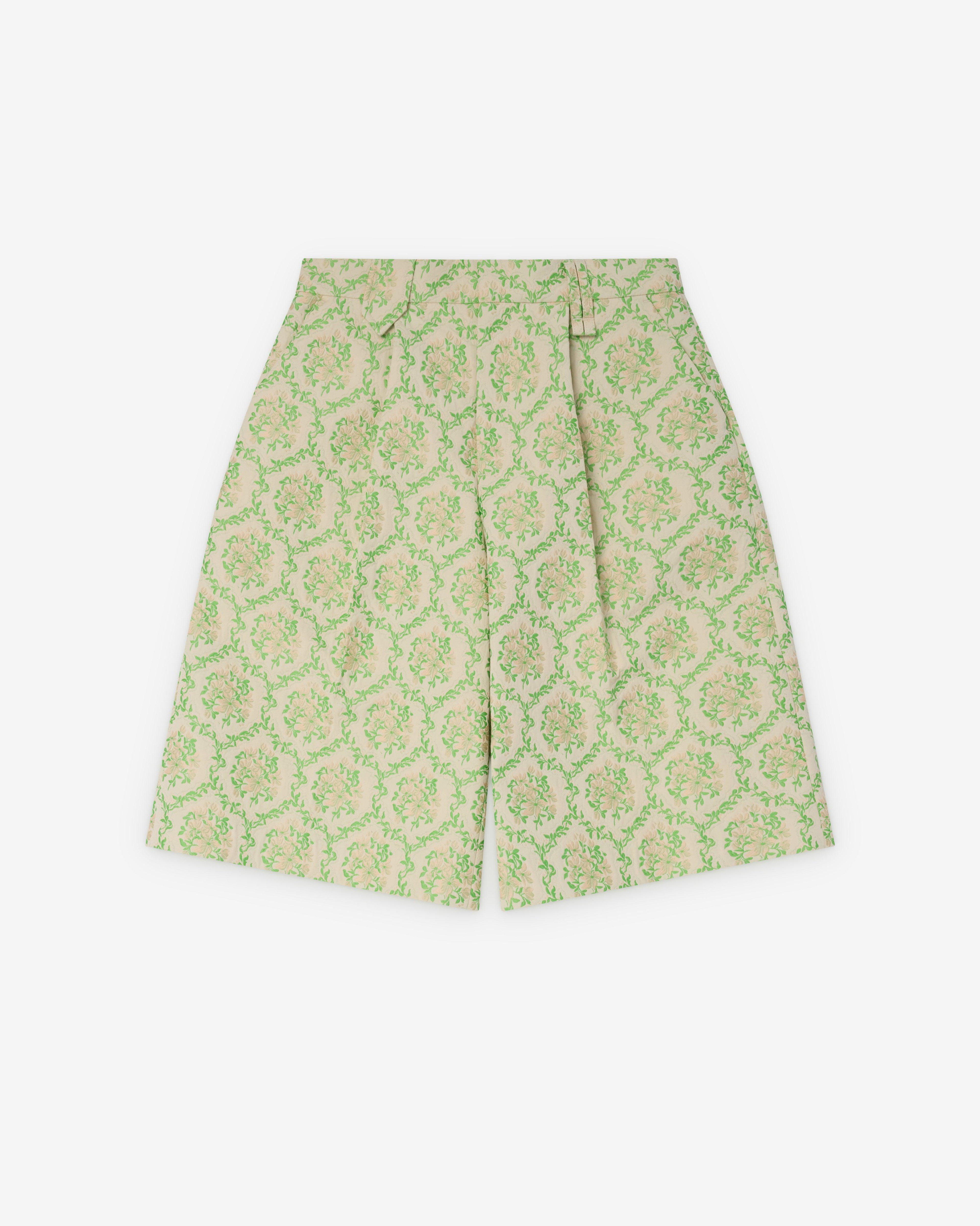 Simone Rocha - Men's Tailored Wide Leg Shorts - (Green Floral) by SIMONE ROCHA