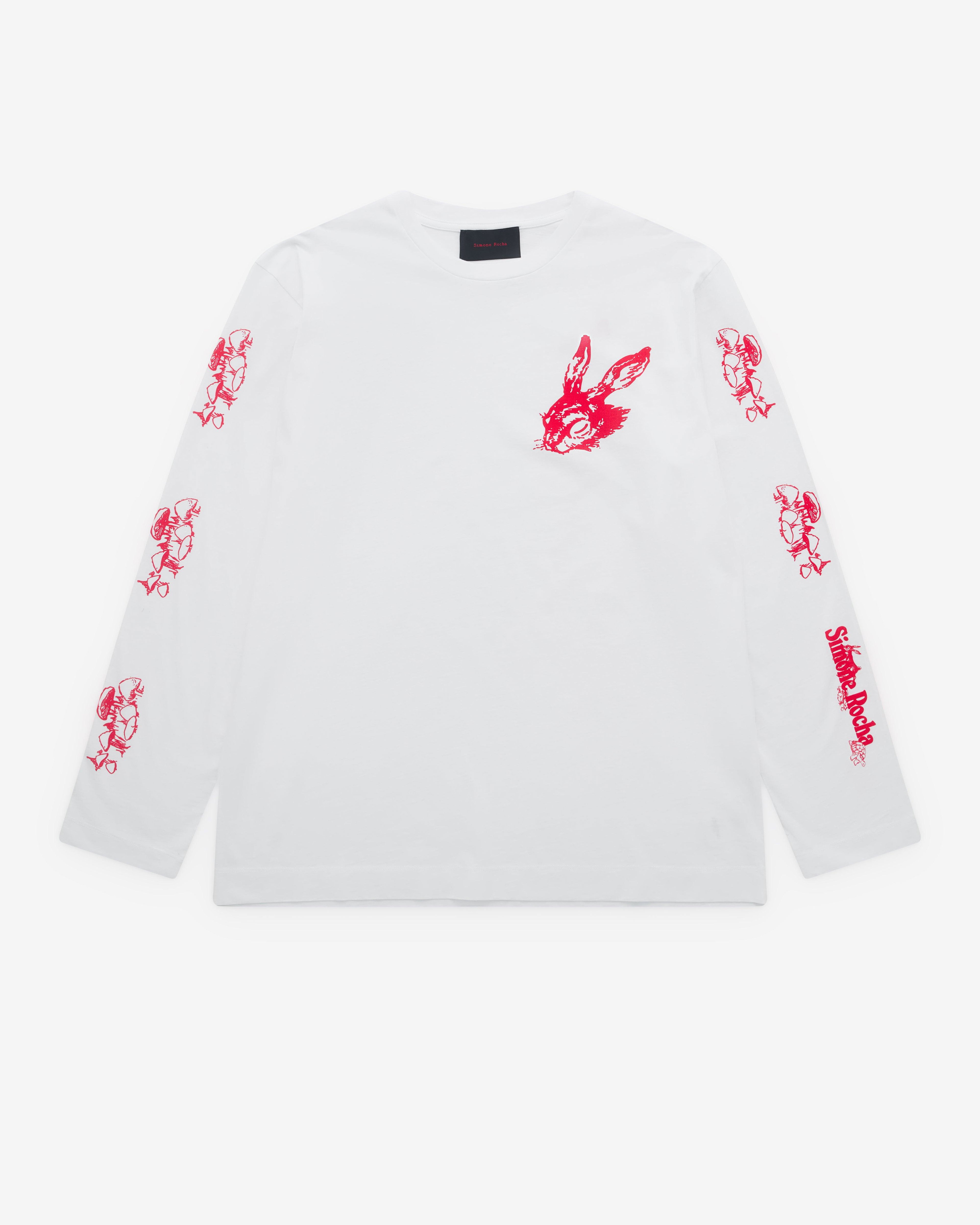 Simone Rocha - Men’s Tortoise & Hare Logo Print T-Shirt - (White/Red) by SIMONE ROCHA