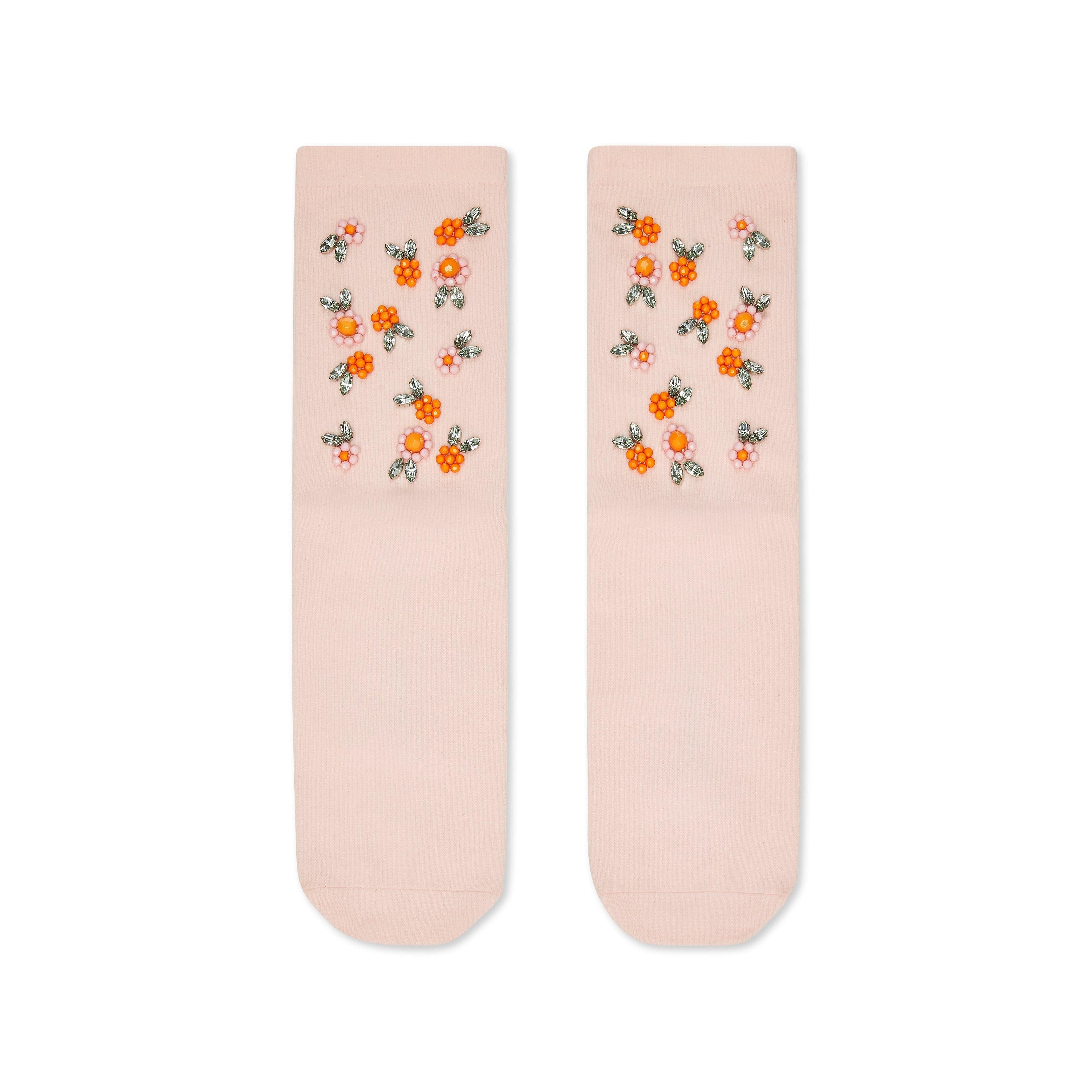 Simone Rocha - Women's Ankle High Beaded Sock With Clust - (Rose Pink) by SIMONE ROCHA