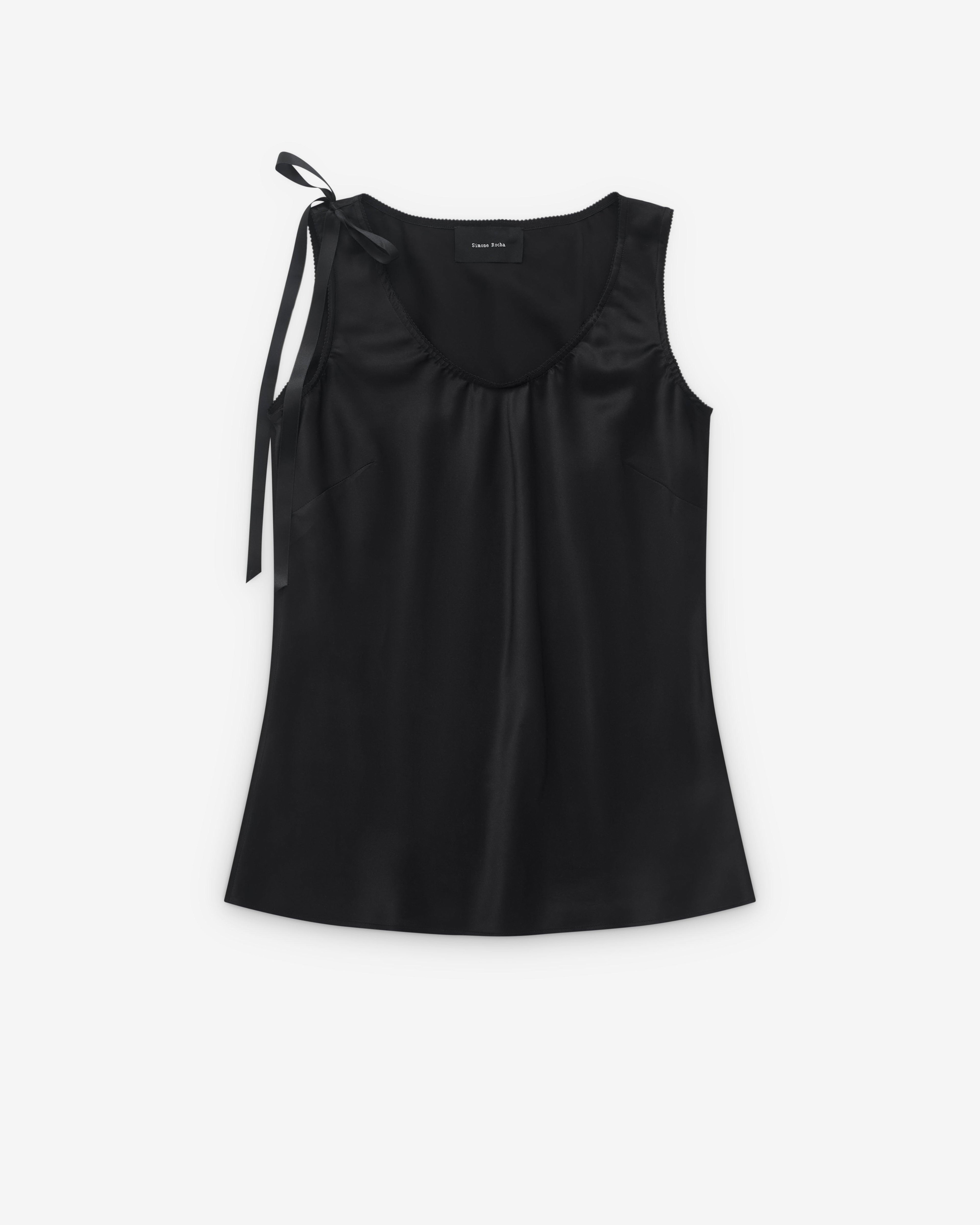 Simone Rocha - Women’s Bow Detail Scoop Neck Camisole - (Black) by SIMONE ROCHA