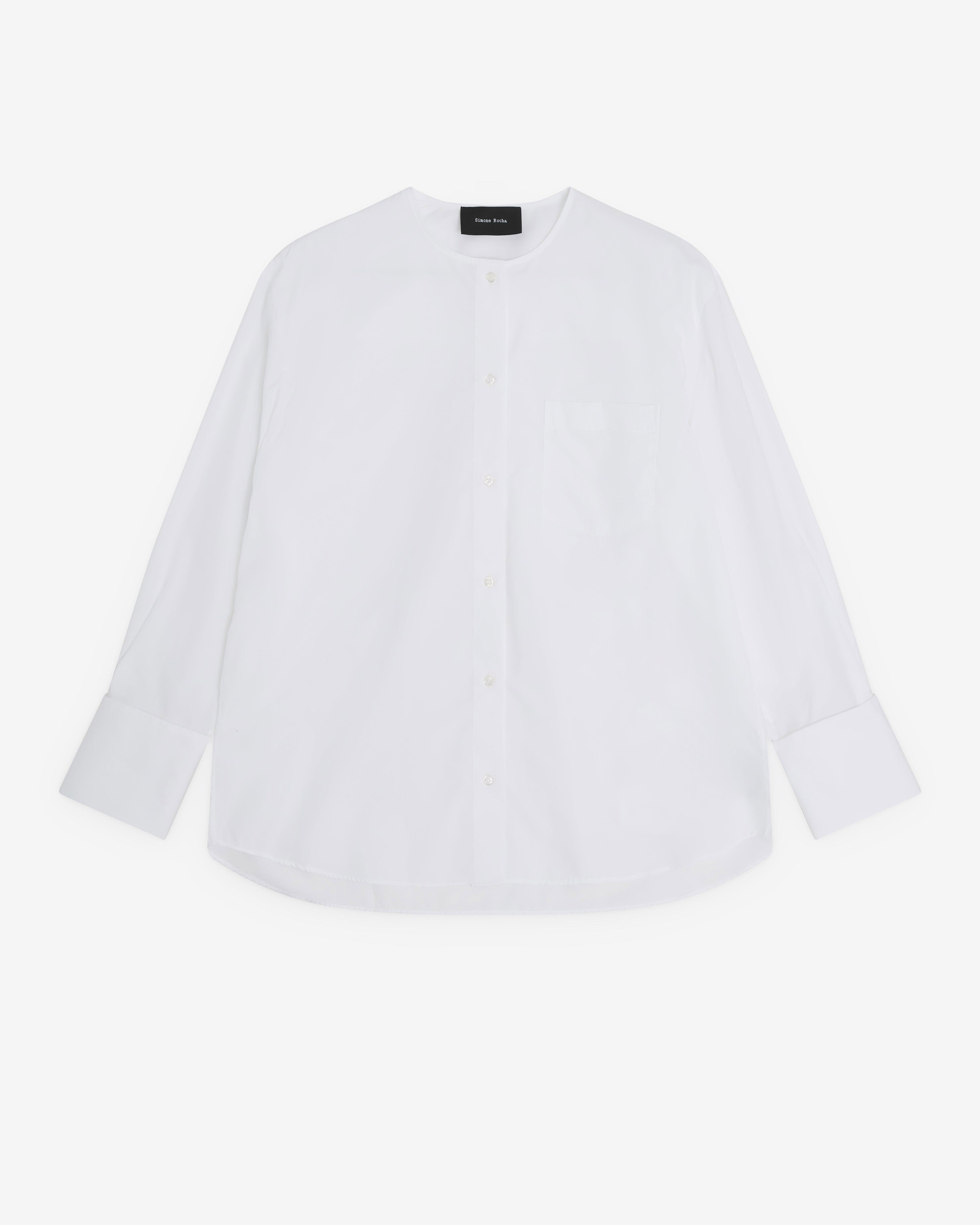 Simone Rocha - Women’s Collarless Shirt - (White) by SIMONE ROCHA