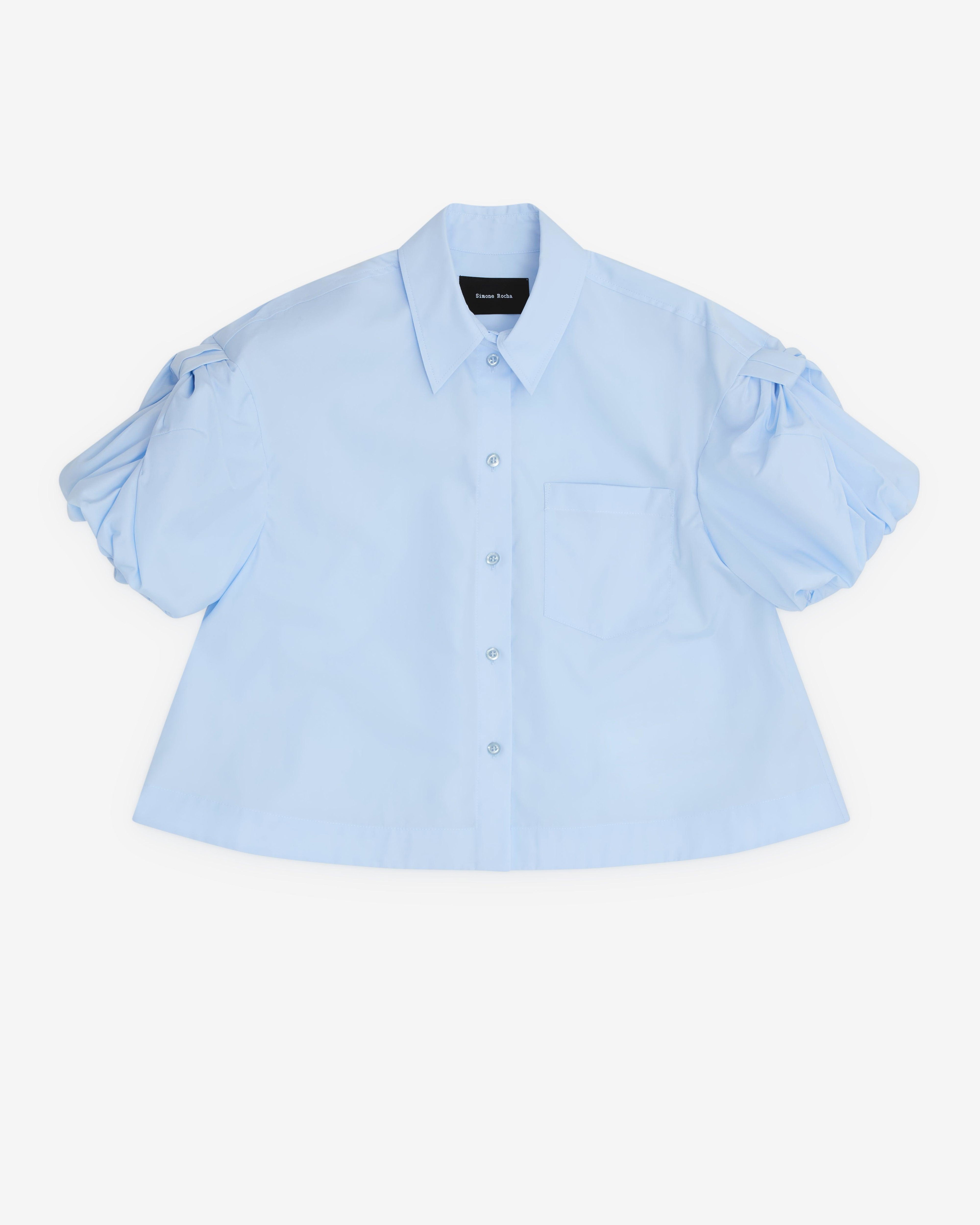 Simone Rocha - Women’s Cropped Puff Bow Sleeve Shirt - (Baby Blue) by SIMONE ROCHA