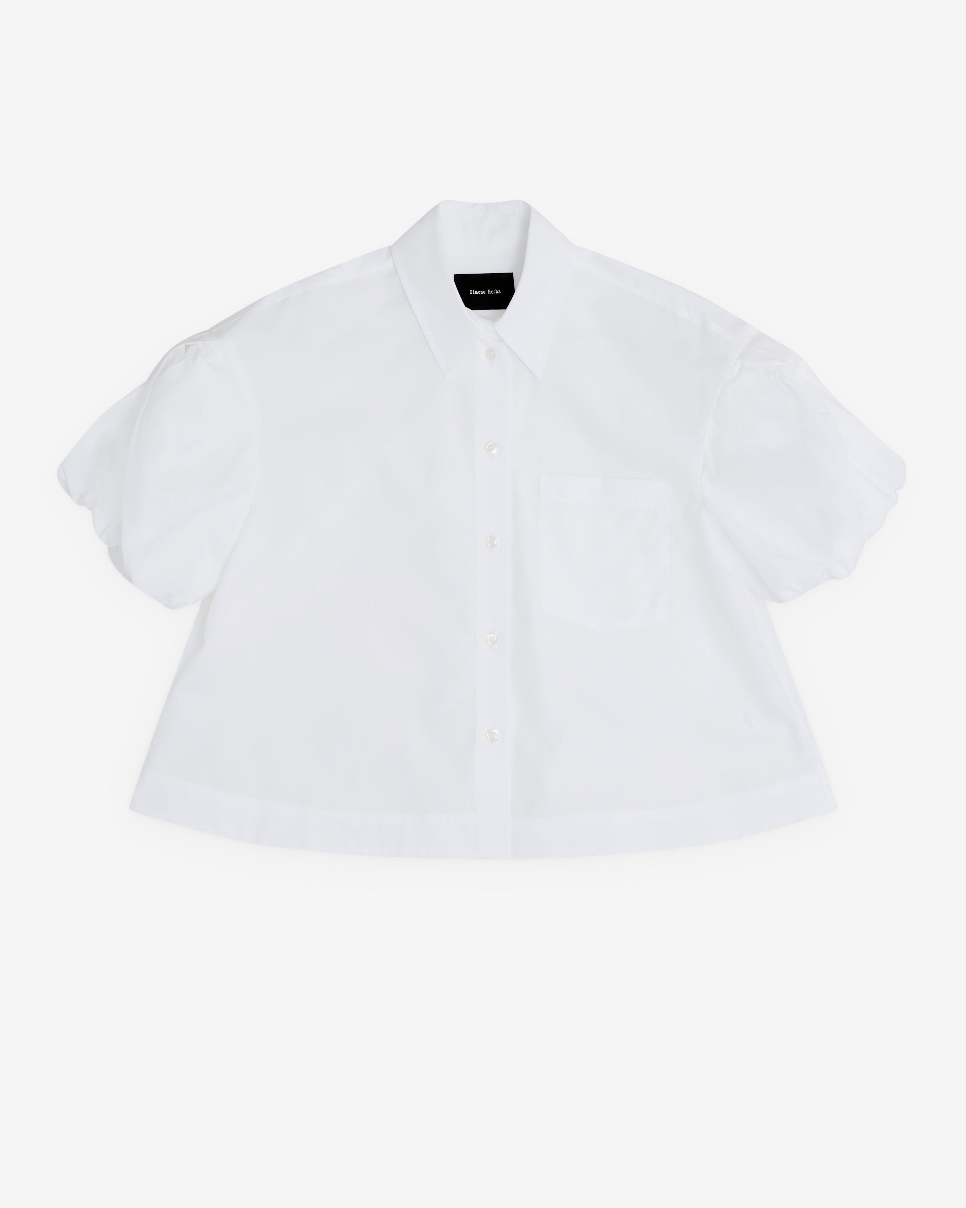 Simone Rocha - Women’s Cropped Puff Bow Sleeve Shirt - (White) by SIMONE ROCHA