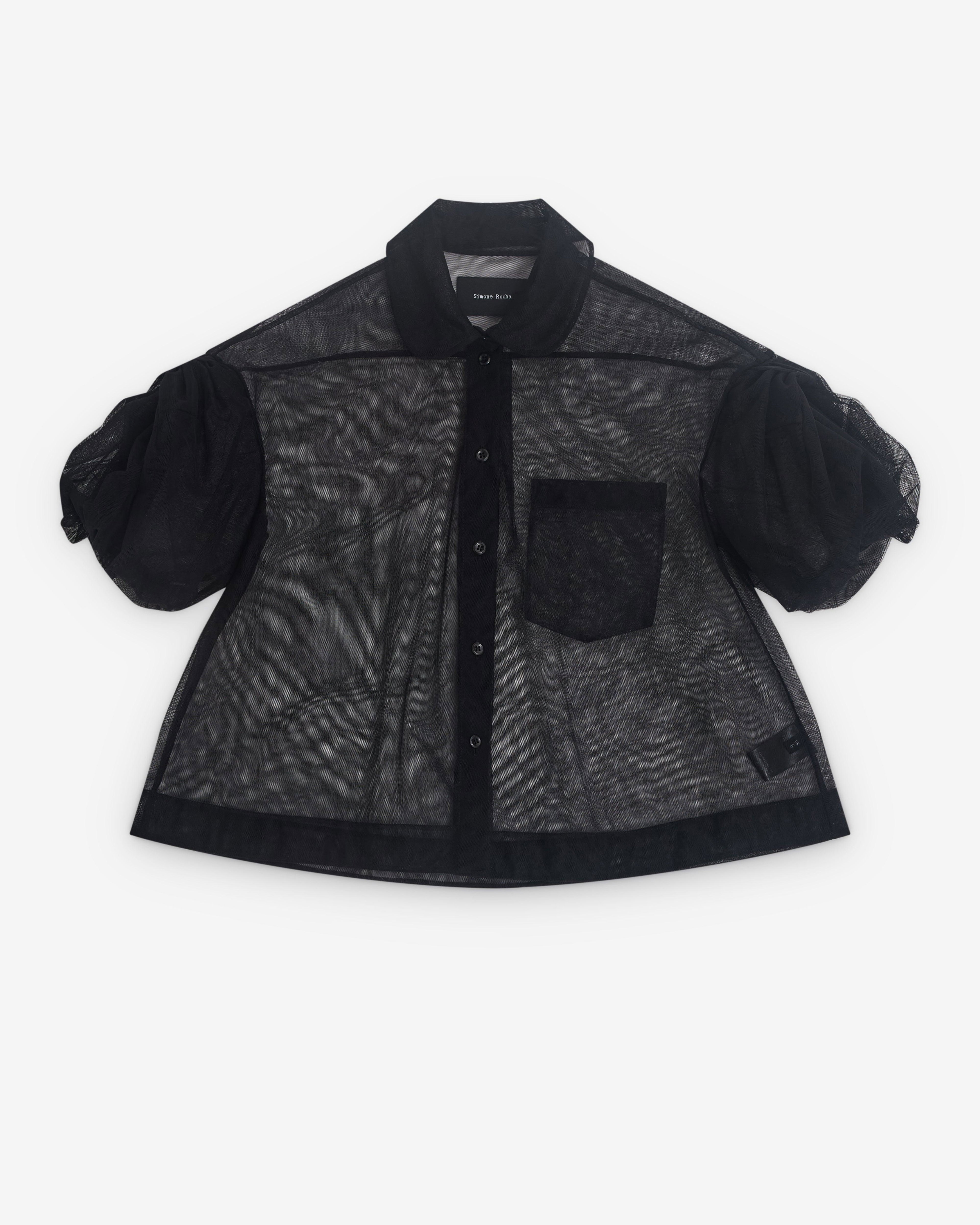 Simone Rocha - Women’s Cropped Sheer Blouse - (Black) by SIMONE ROCHA