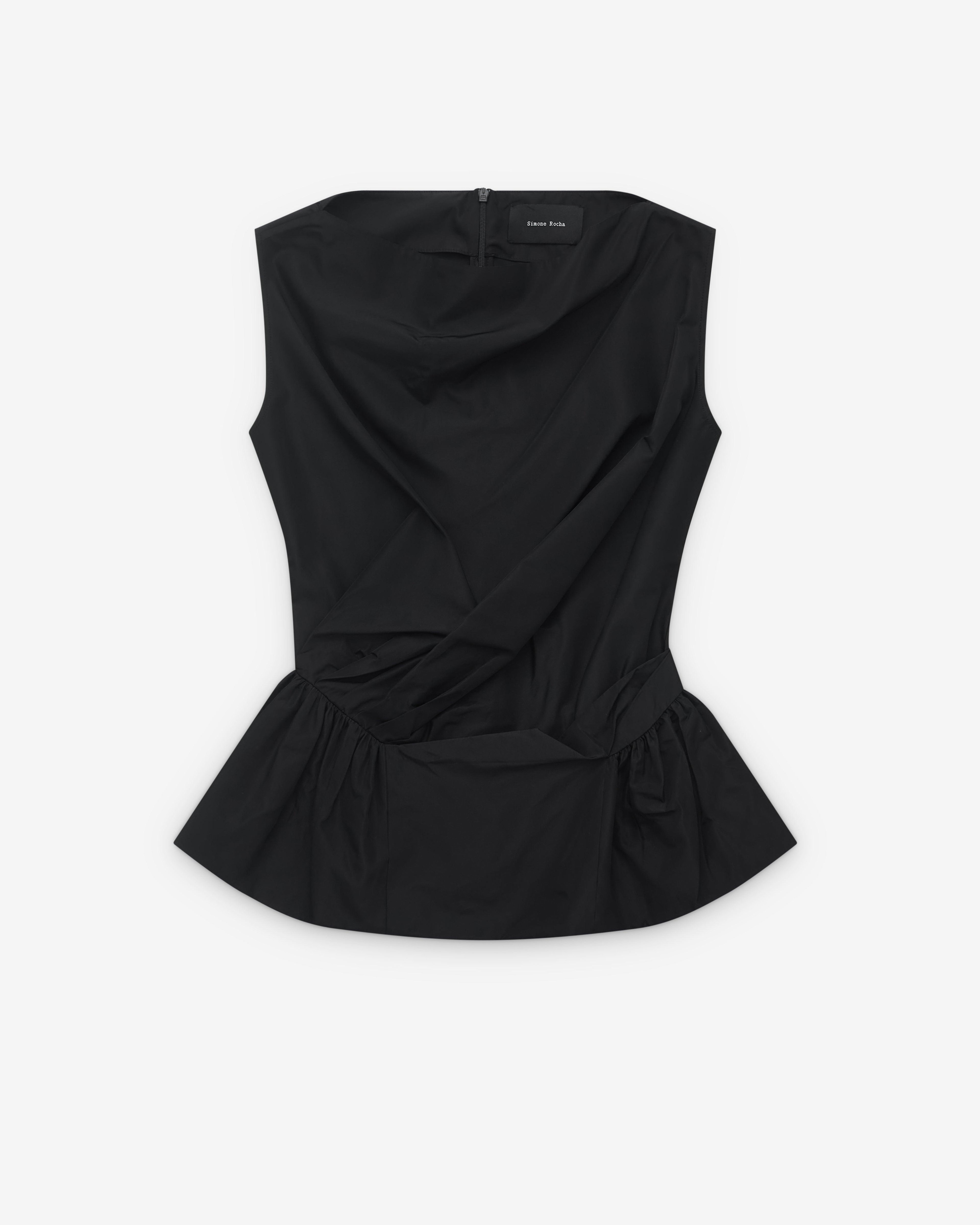 Simone Rocha - Women’s Draped Bind Peplum Top - (Black) by SIMONE ROCHA