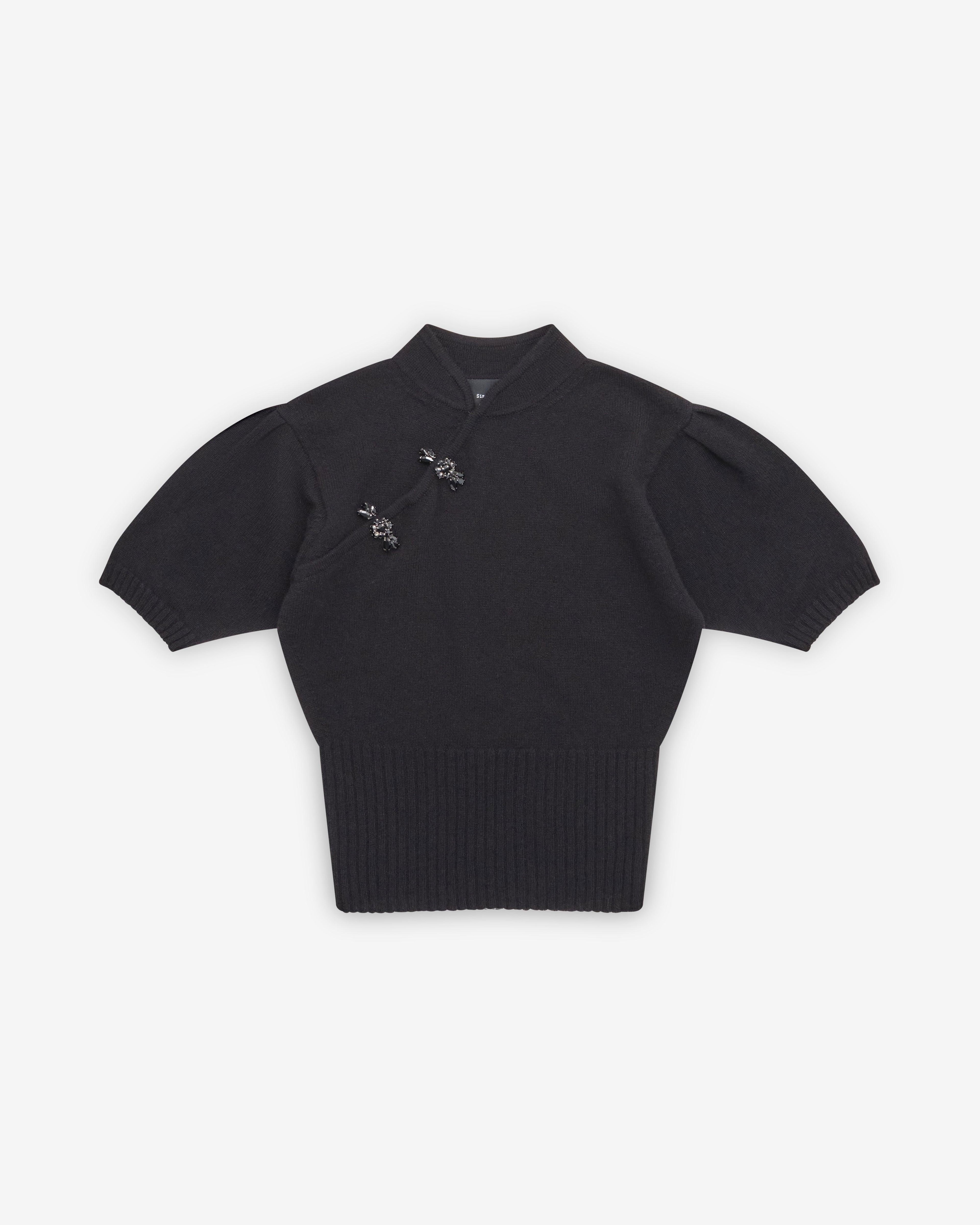 Simone Rocha - Women's Embellished Mandarin Collar Cashmere Jumper - (Black) by SIMONE ROCHA