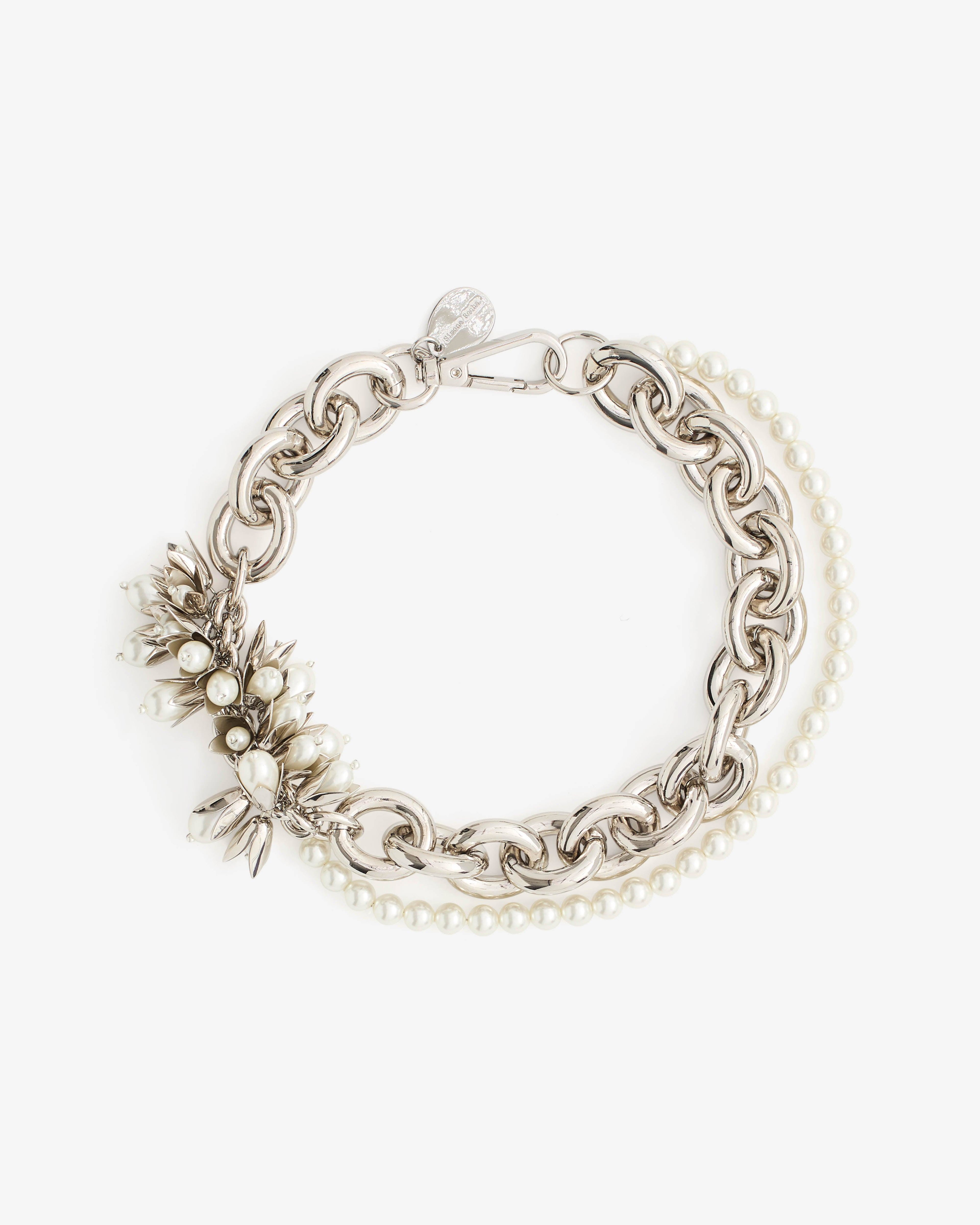 Simone Rocha - Women’s Encased Pearl Flower Cluster Chain Necklace - (Pearl/Rhinestone) by SIMONE ROCHA