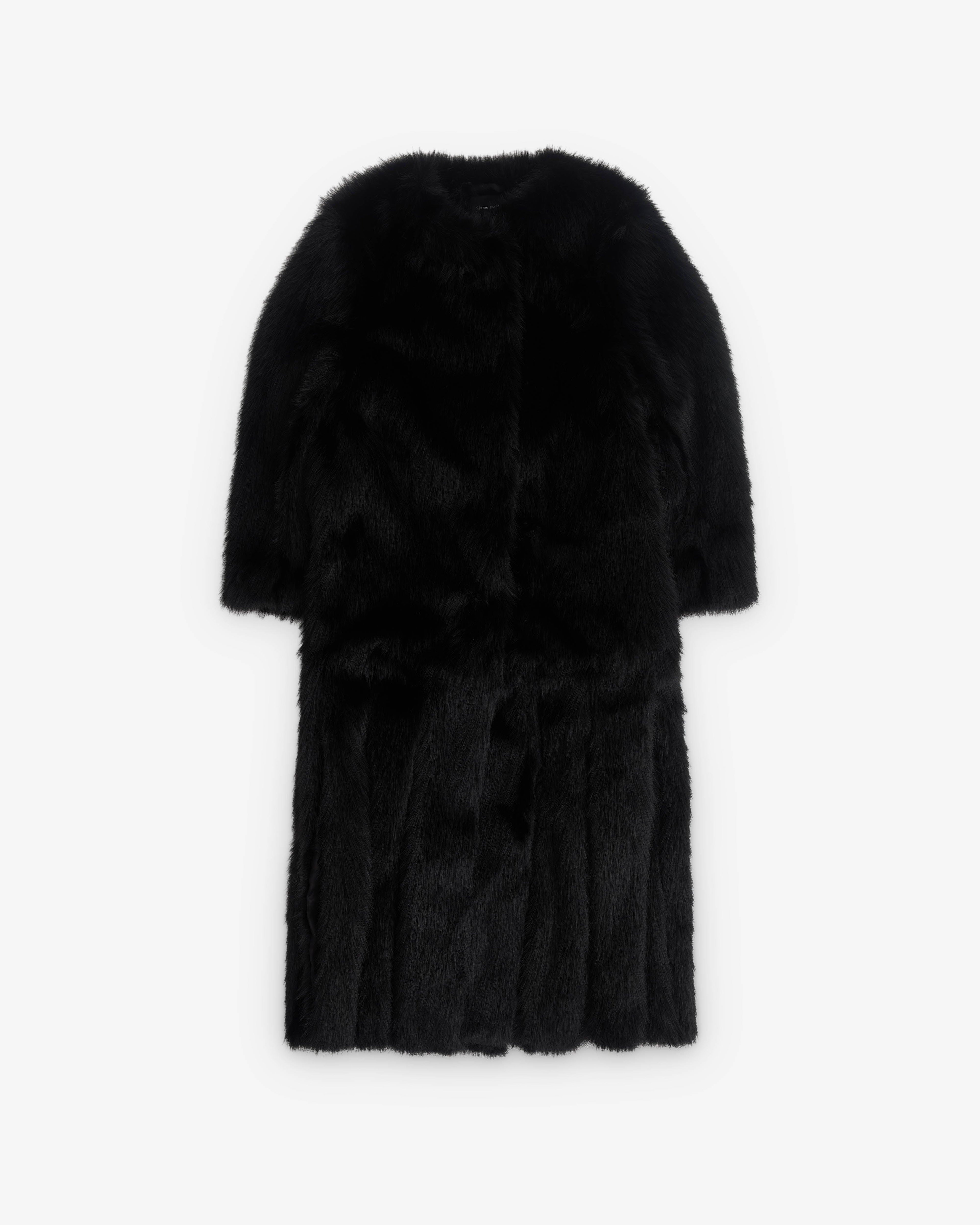 Simone Rocha - Women’s Faux Fur Belted Jacket - (Black) by SIMONE ROCHA