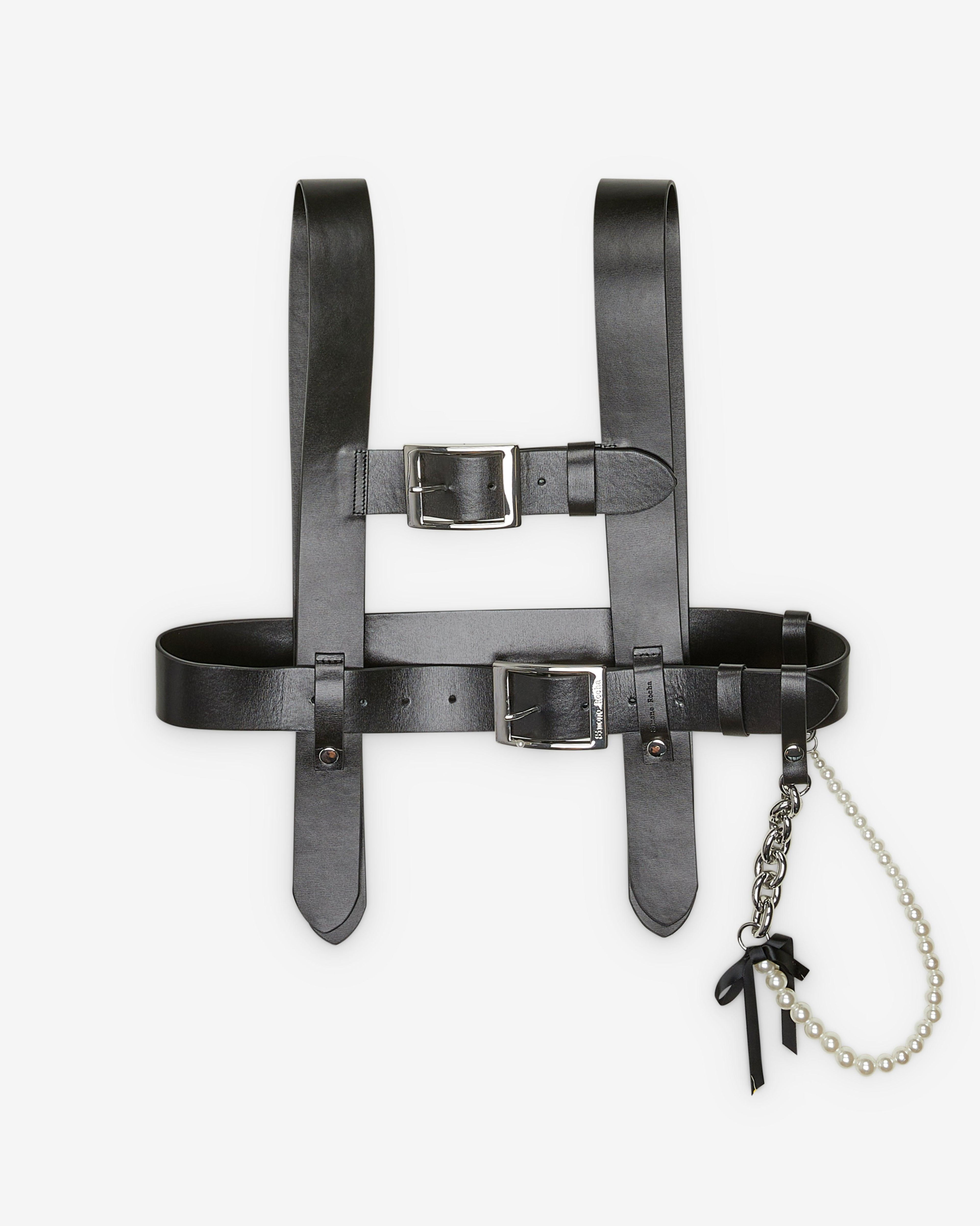 Simone Rocha - Women's Pearl Chain Leather Harness - (Black/Silver) by SIMONE ROCHA