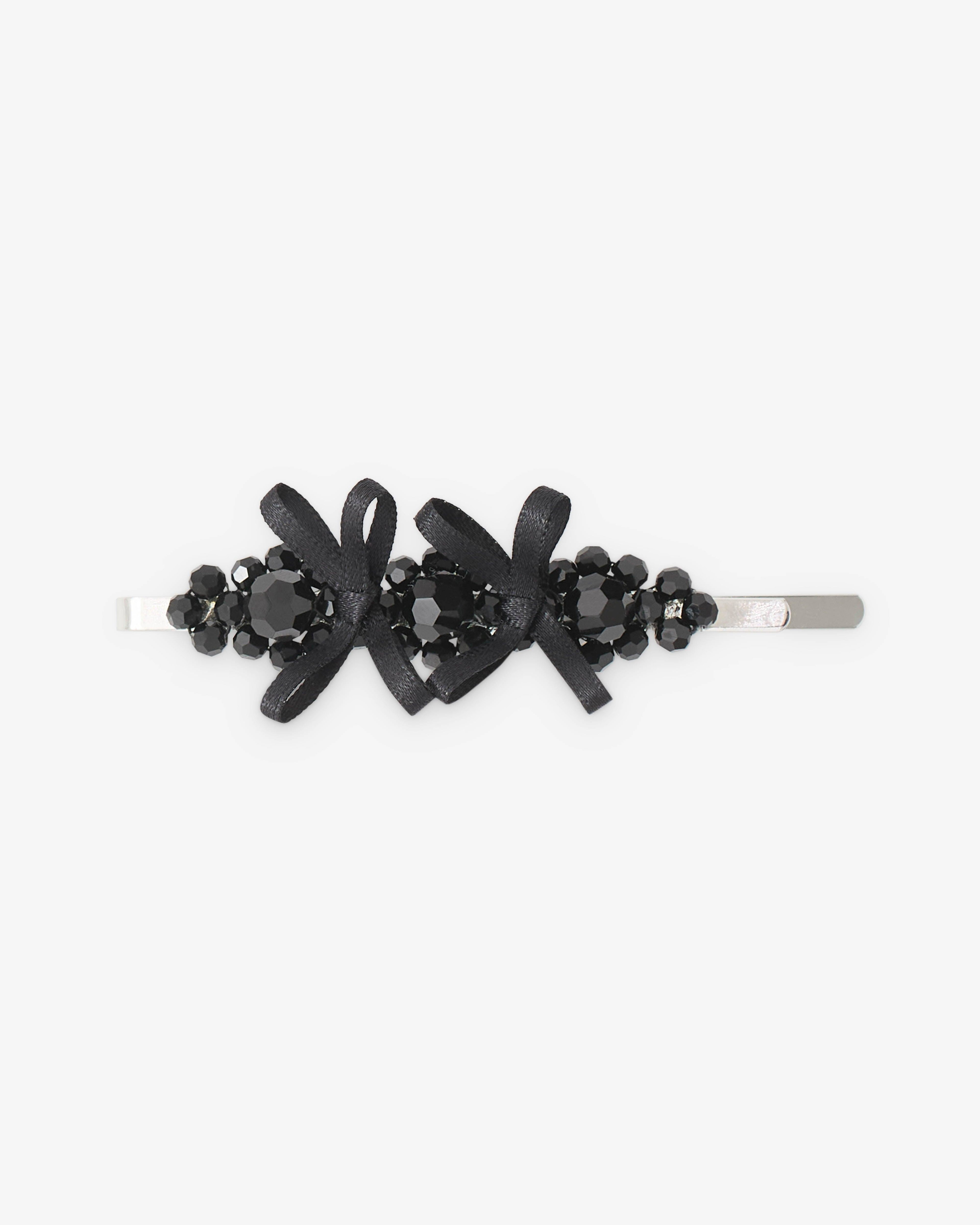 Simone Rocha - Women’s Petite Bow Detail Flower Hair - (Black) by SIMONE ROCHA