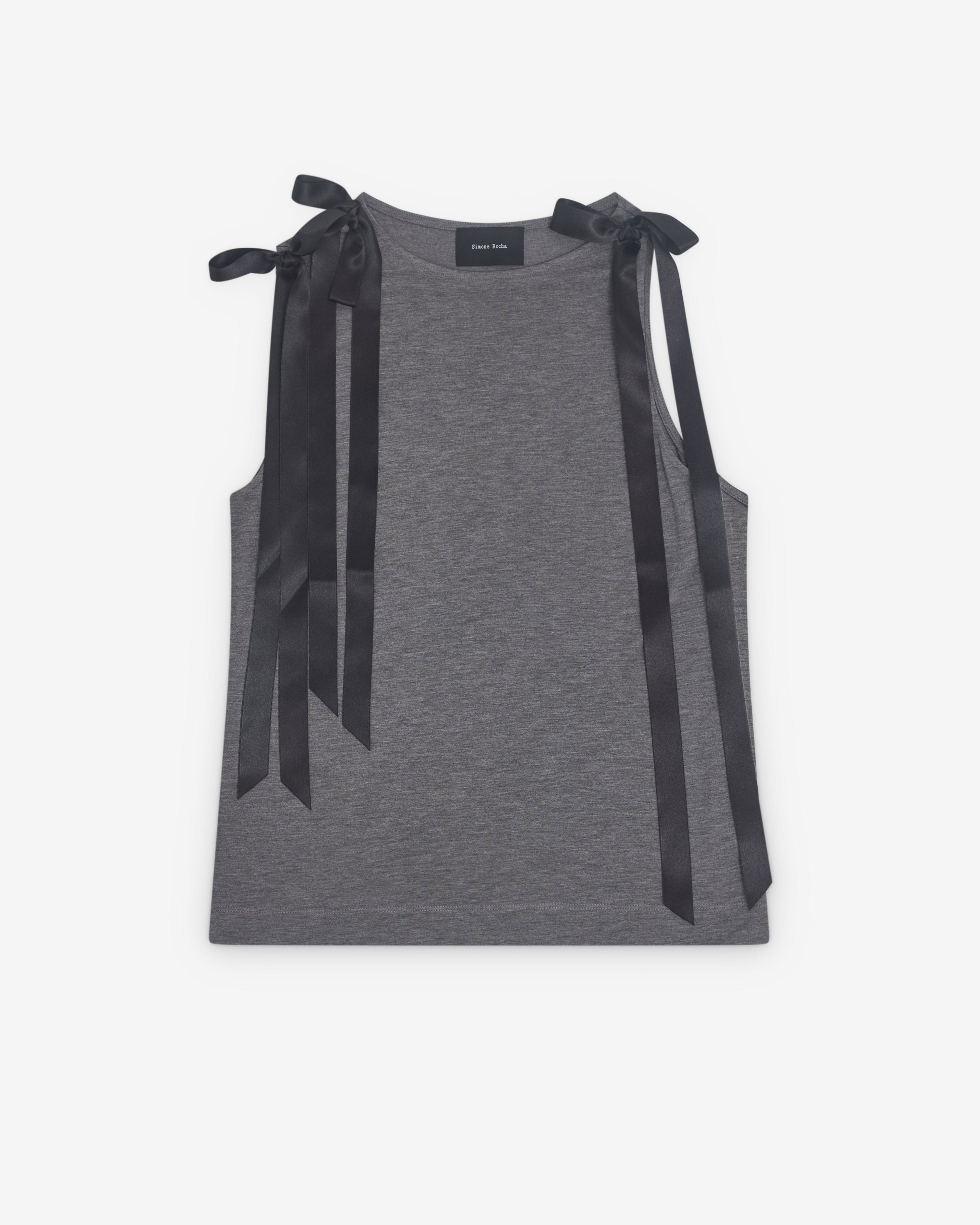 Simone Rocha - Women’s Ribbon Tank Top - (Grey Marl) by SIMONE ROCHA