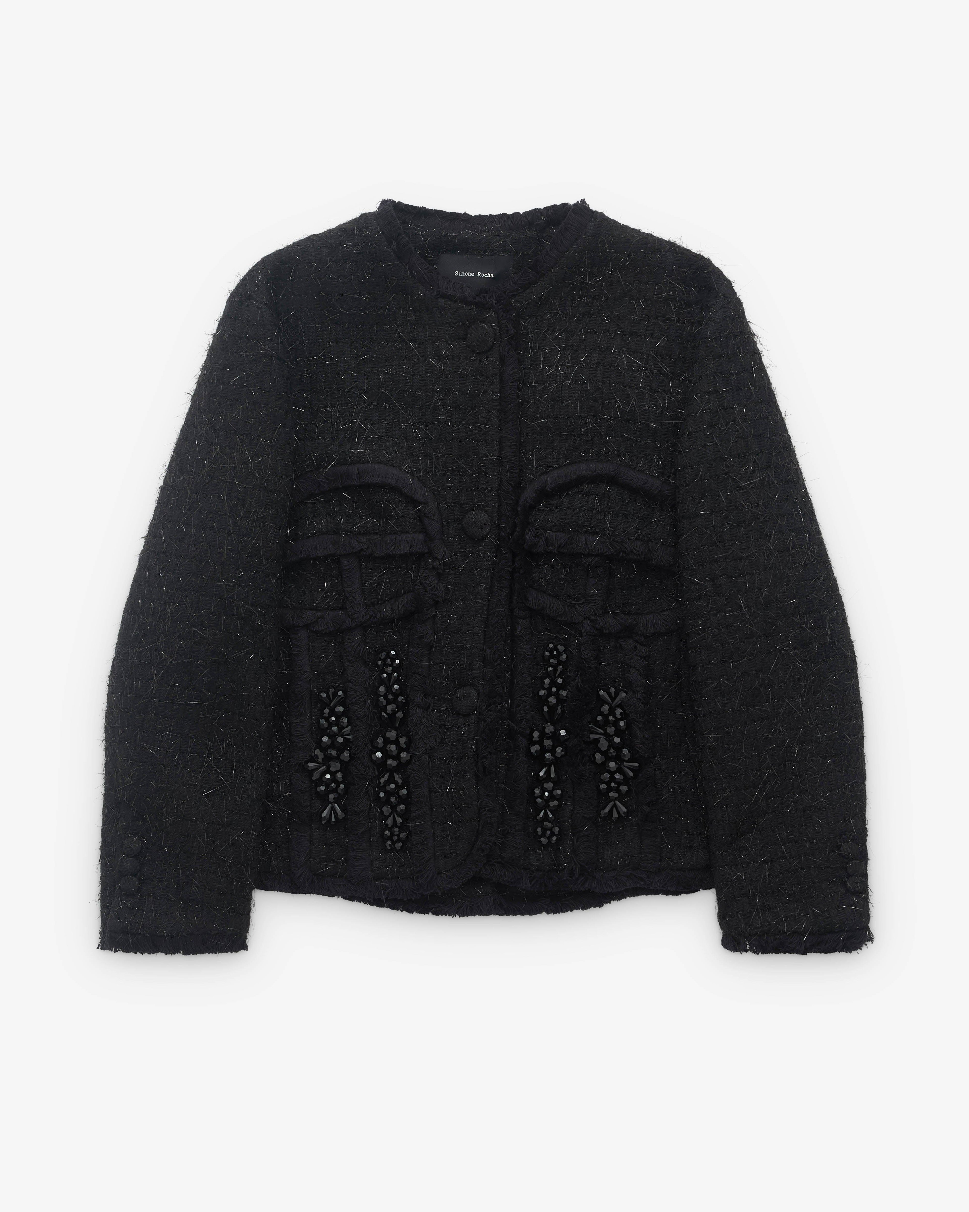 Simone Rocha - Women’s Sculpted Bust Fray Jacket - (Black) by SIMONE ROCHA