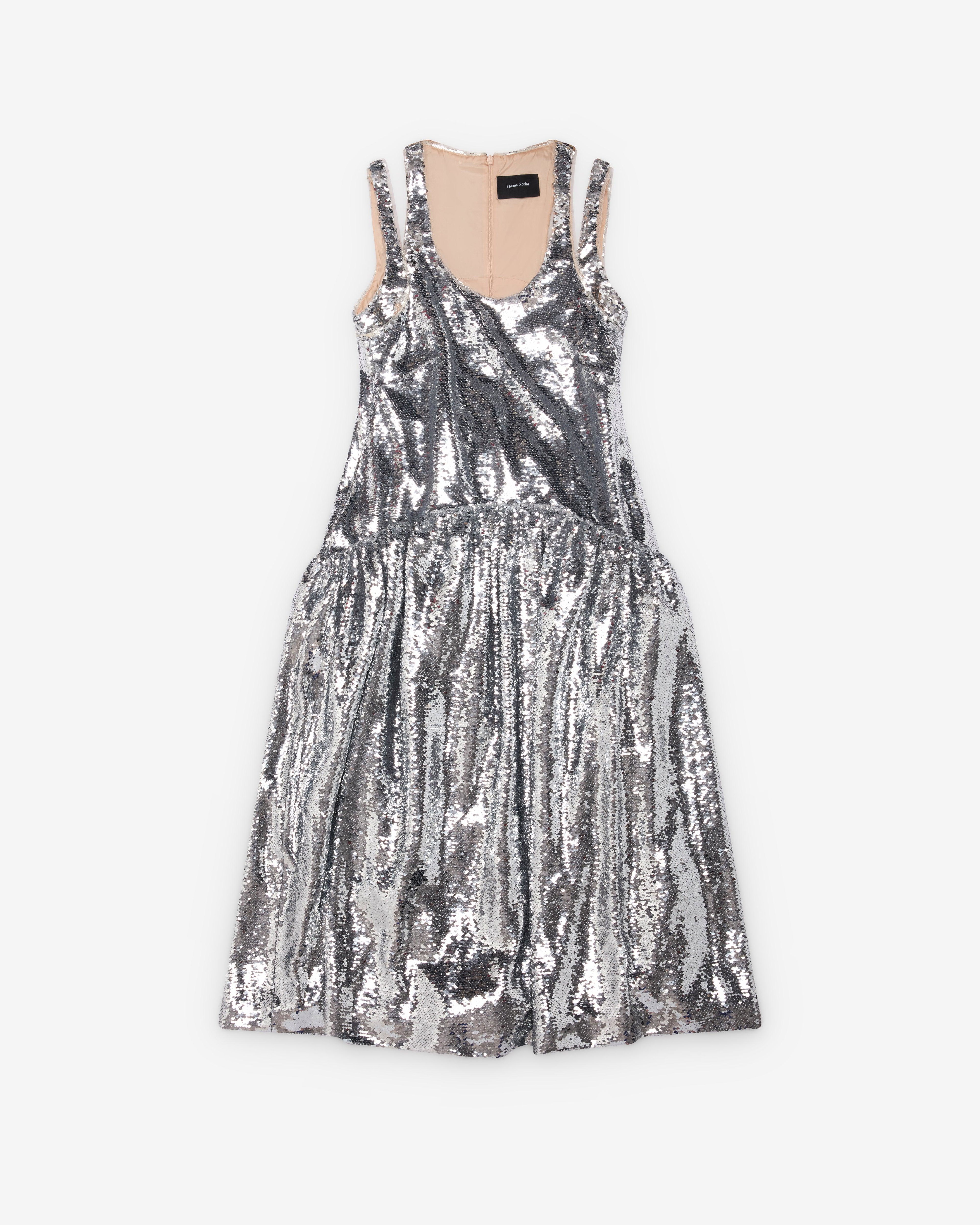 Simone Rocha - Women's Sequined Midi Dress - (Silver) by SIMONE ROCHA