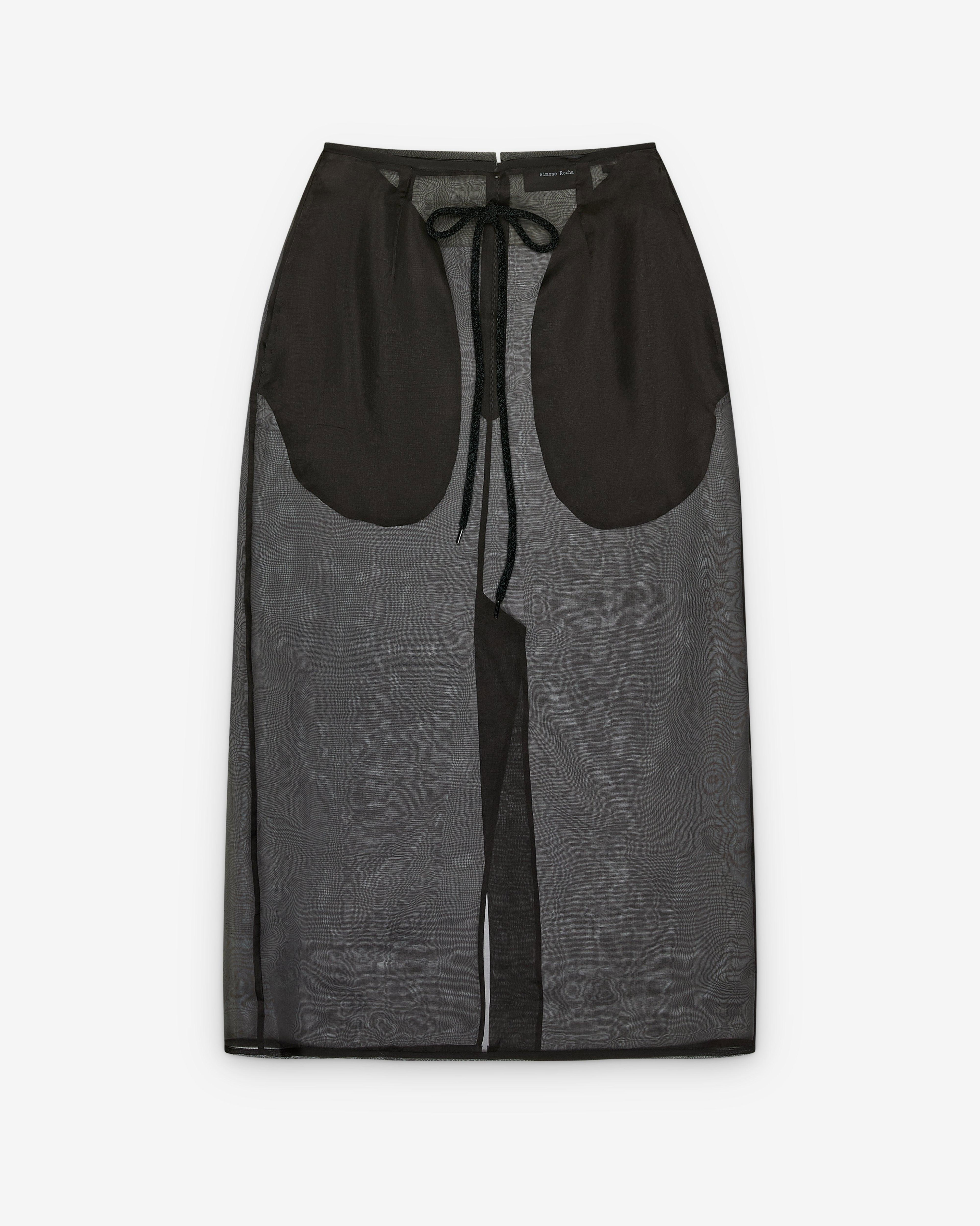 Simone Rocha - Women's Sheer Frayed Column Pencil Skirt - (Black) by SIMONE ROCHA