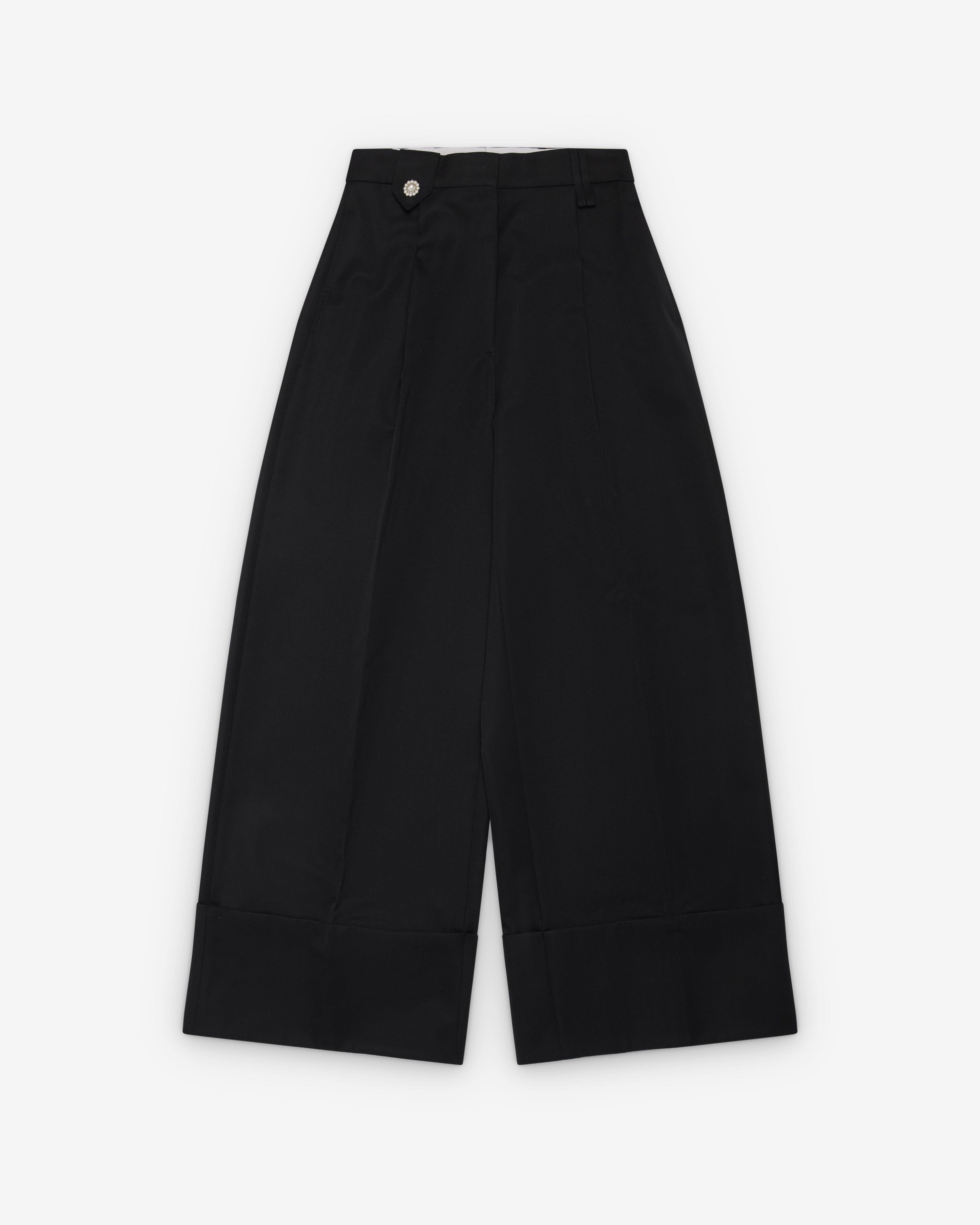 Simone Rocha - Women's Wide Leg Belt Loop Tab Trouser - (Black) by SIMONE ROCHA