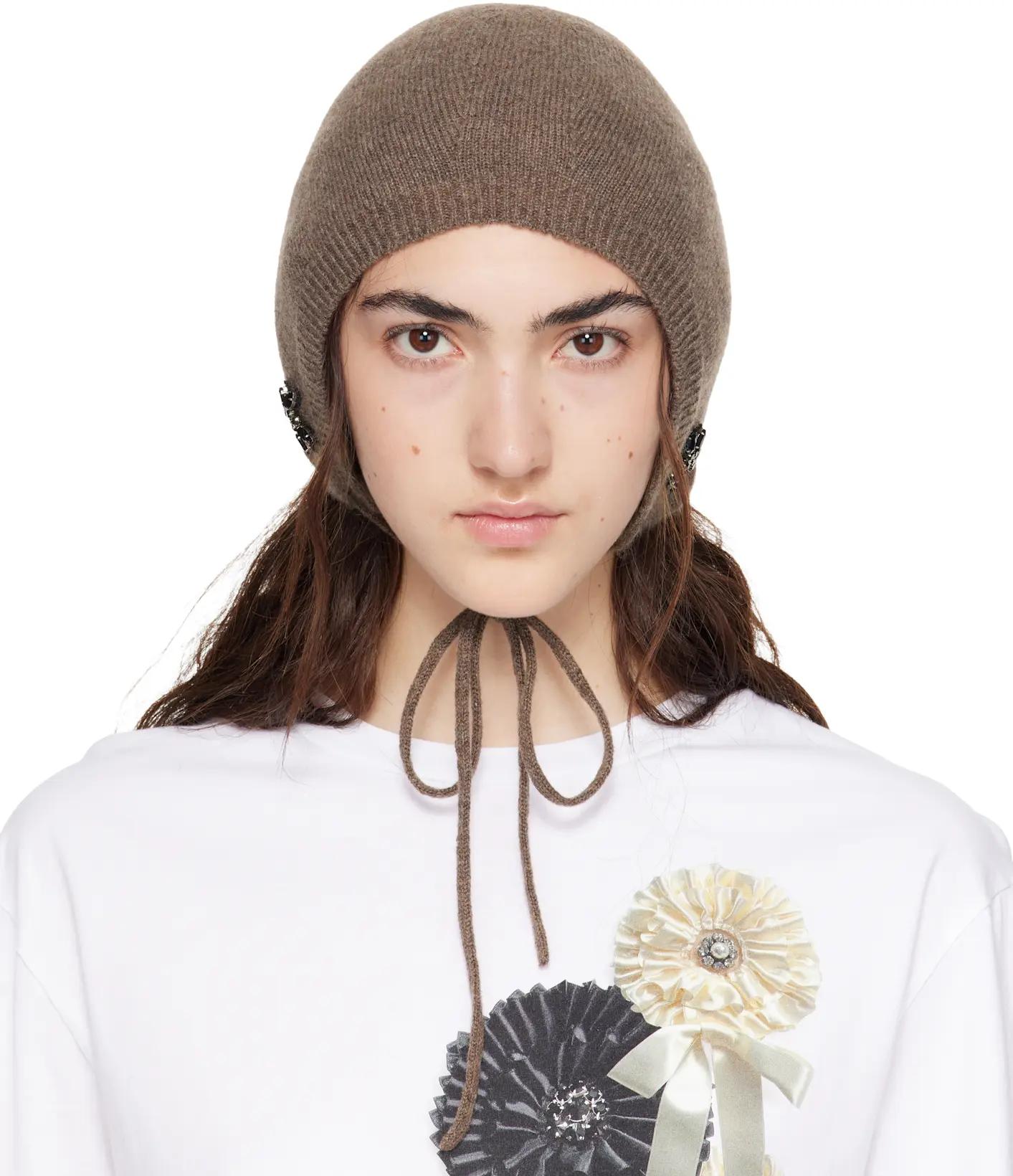 Taupe Cashmere Bonnet by SIMONE ROCHA