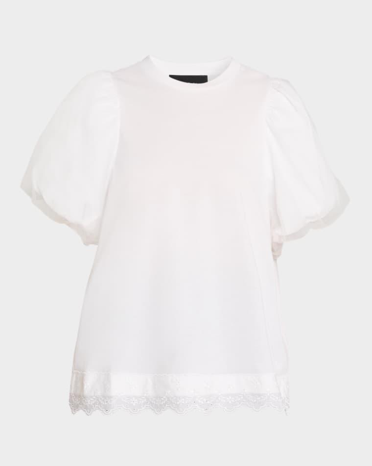 Tulle Overlay Puff-Sleeve T-Shirt by SIMONE ROCHA
