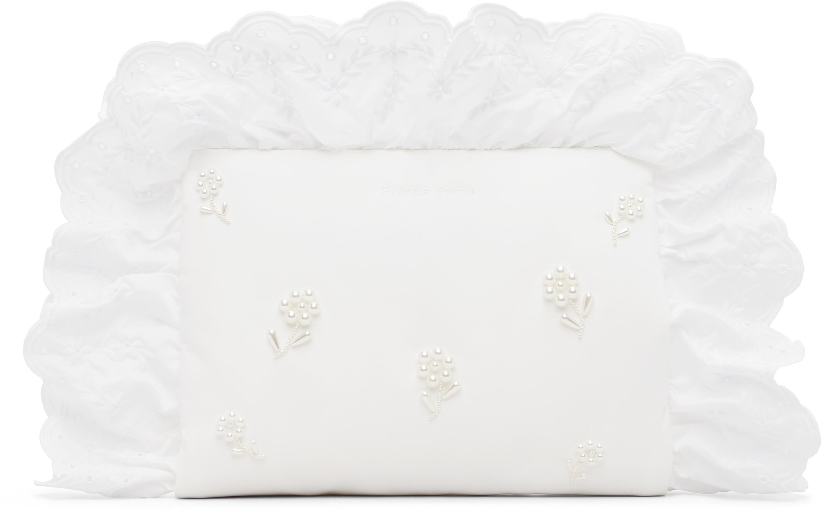 White Embellished Pillowcase Clutch by SIMONE ROCHA