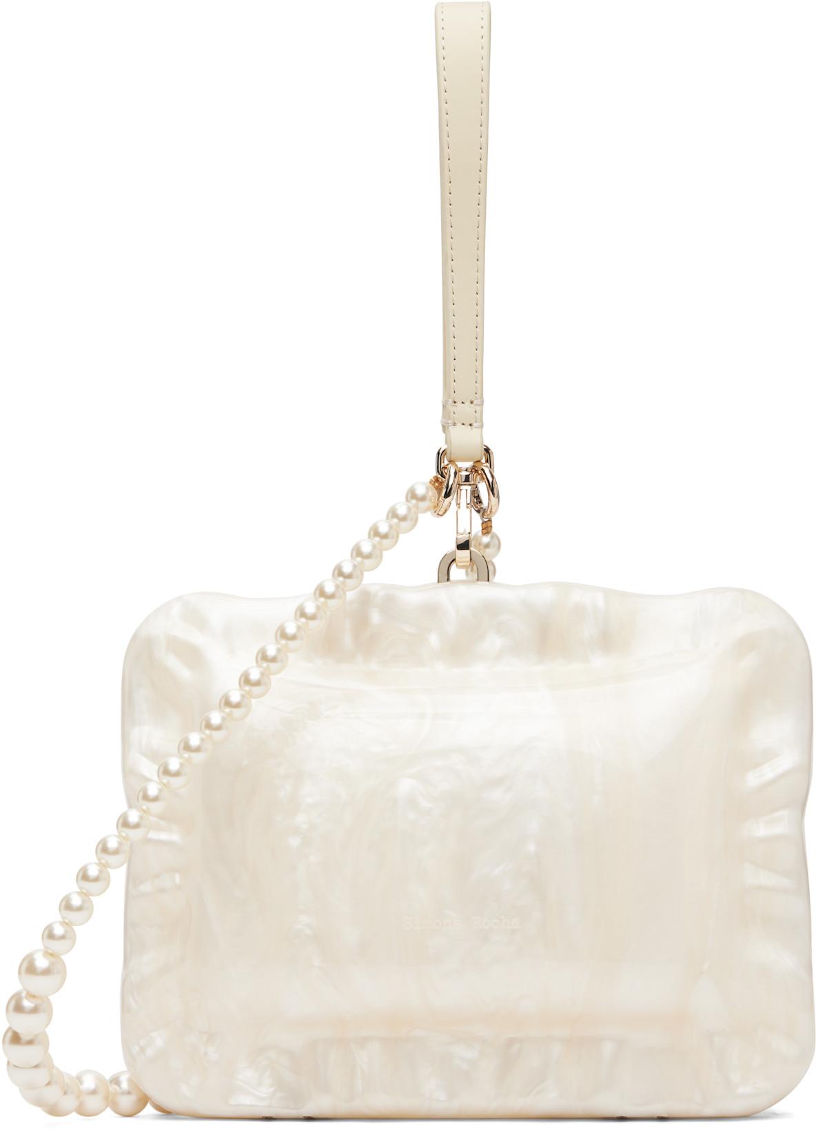 White Pearl Crossbody Pillowcase Bag by SIMONE ROCHA